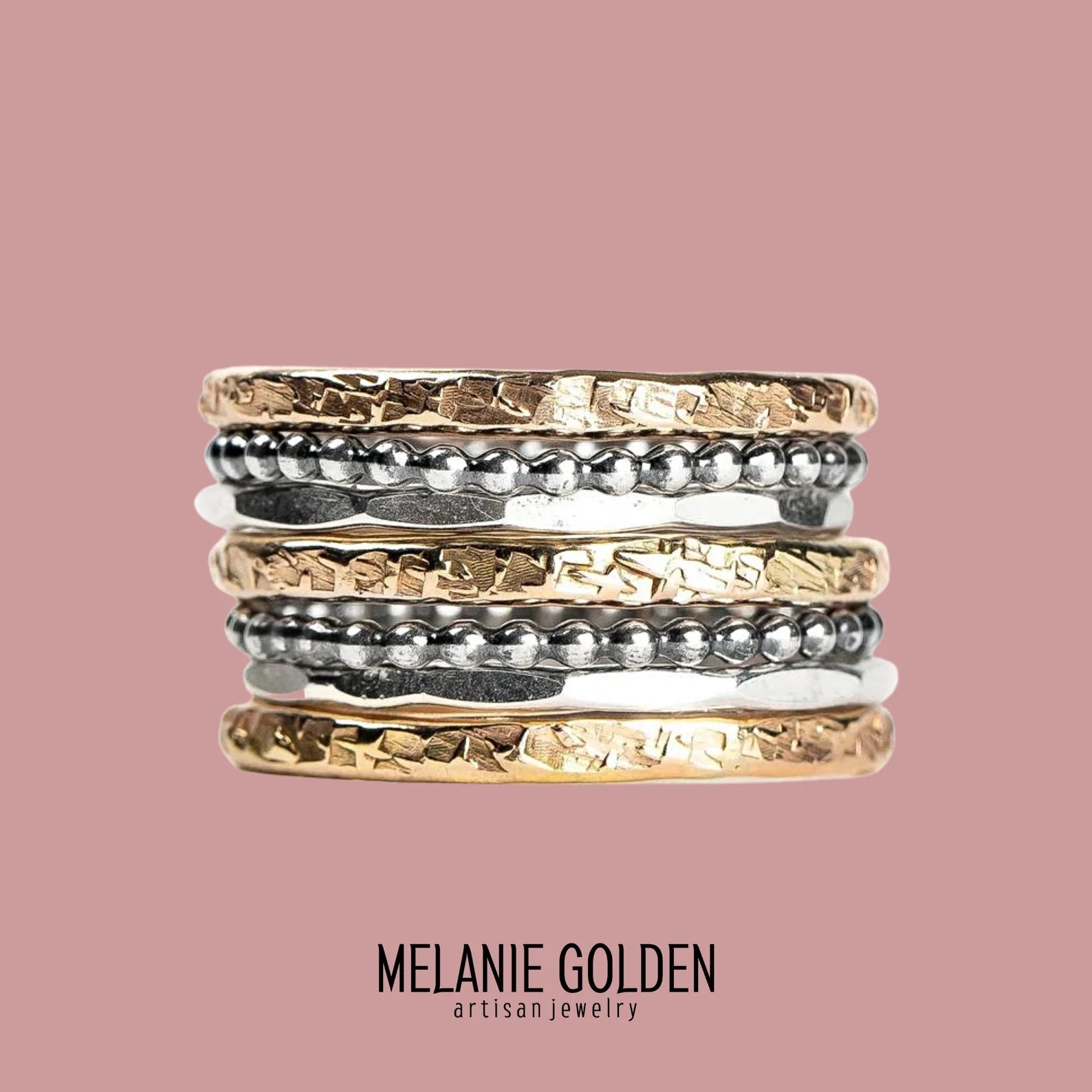 The Demi Stack - Melanie Golden Jewelry - mixed metal, rings, stacking rings