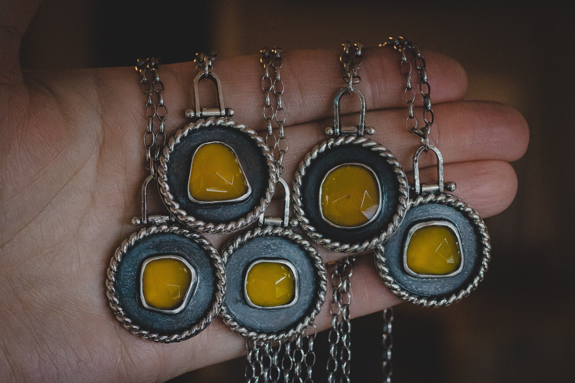 Sunny Yellow Chalcedony Medallion Necklaces - Melanie Golden Jewelry - 7-27-20 Cathedral Collection Release, cathedral, gemstone neckklace, gemstone necklace, necklace, necklaces