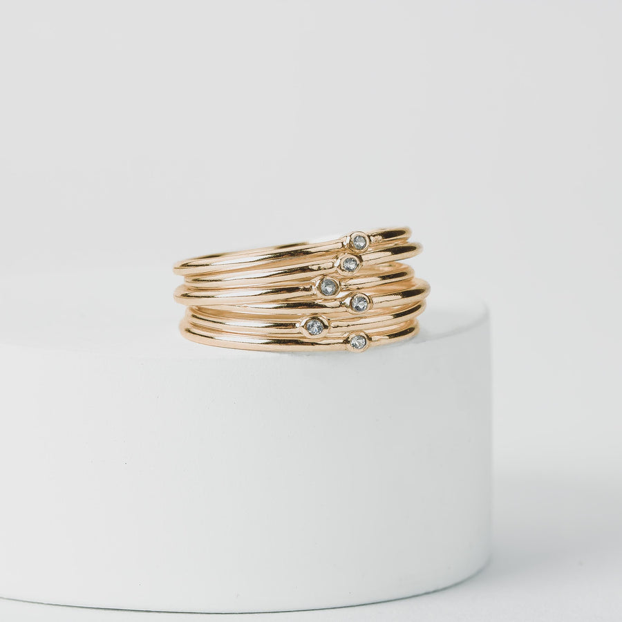 Solid 14K Gold Diamond Stacking Rings