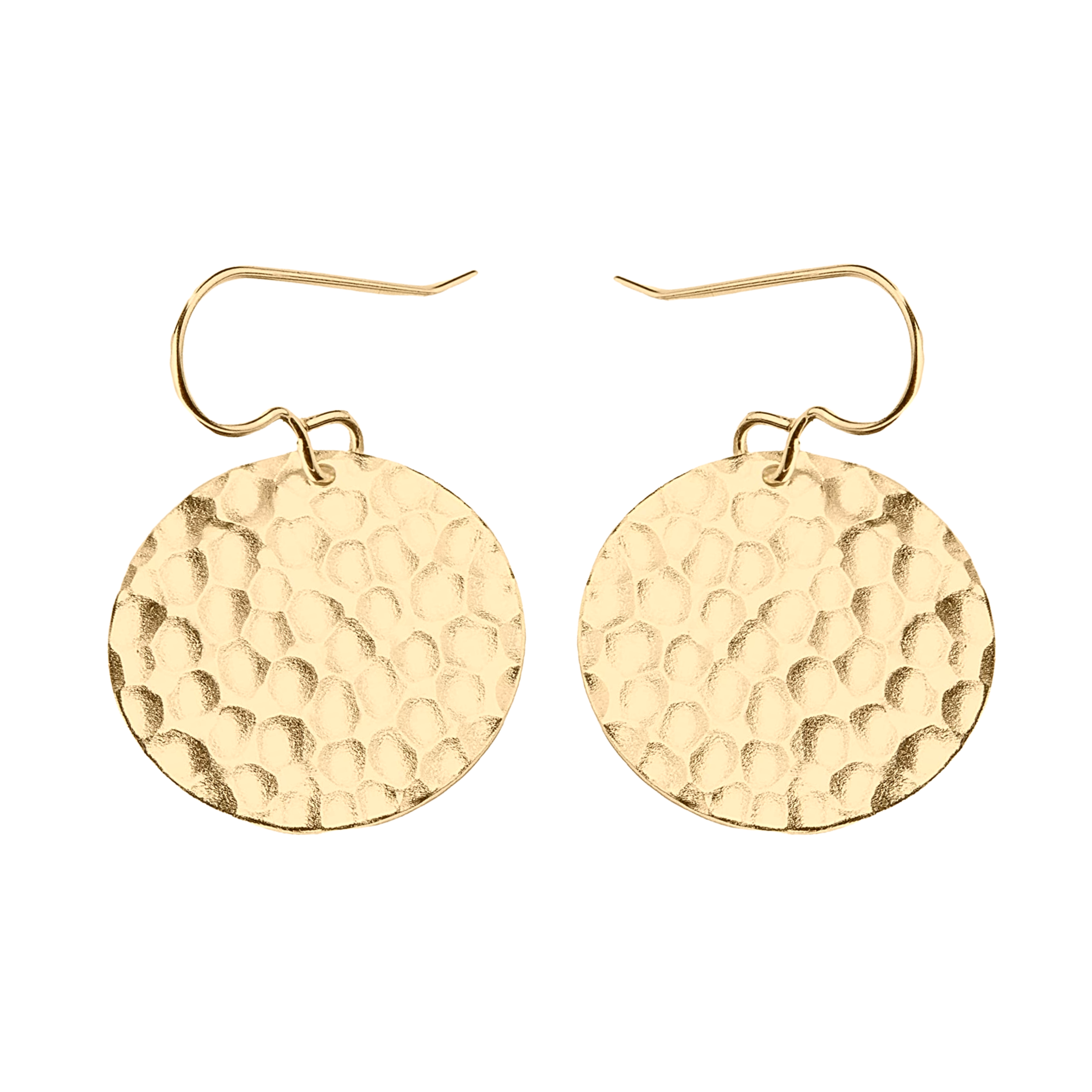 Gold Hammered Disc Dangle Earrings - Melanie Golden Jewelry - dangle earrings, earrings