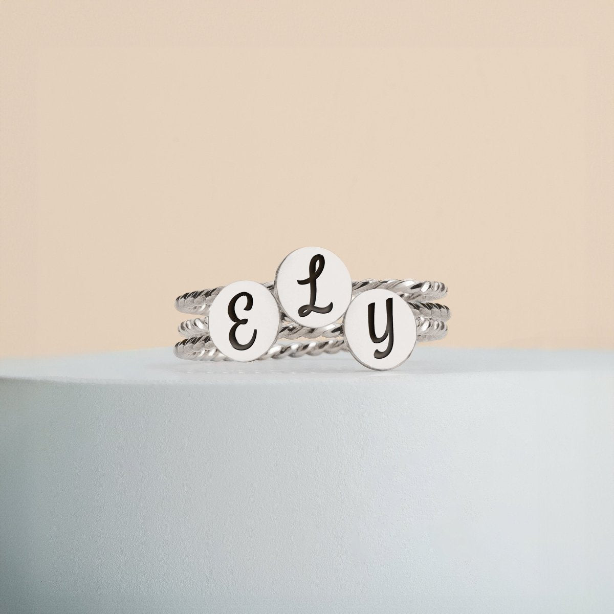 Set of 3 Initial Braided Rope Stacking Rings