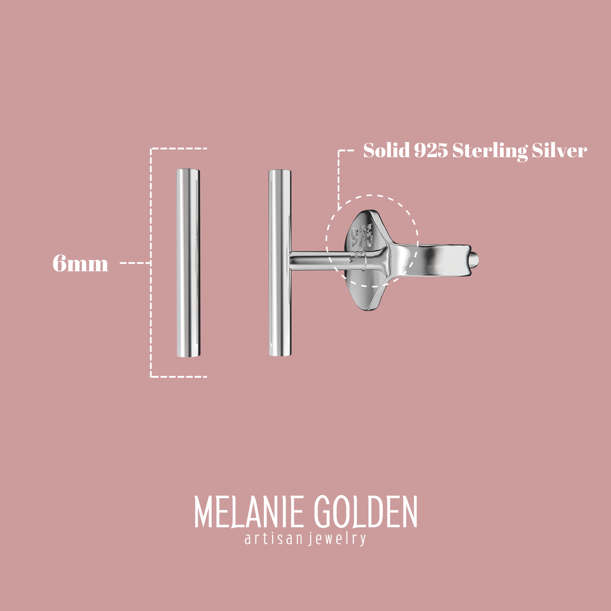 Mini Line Stud Earrings - Melanie Golden Jewelry - earrings, minimal, minimal jewelry, post earrings, stud, stud earrings, studs