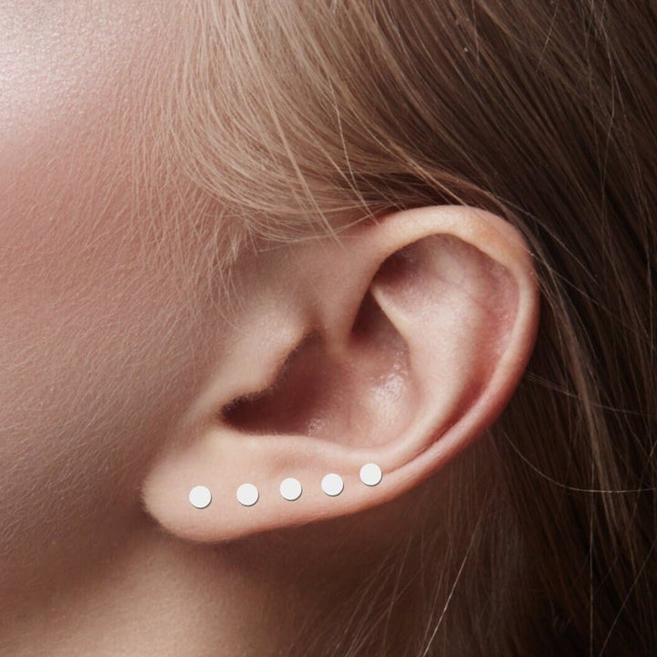 3mm Dot Disc Stud Earrings - Melanie Golden Jewelry - earrings, everyday, minimal, minimal jewelry, post earrings, silver, stud, stud earrings
