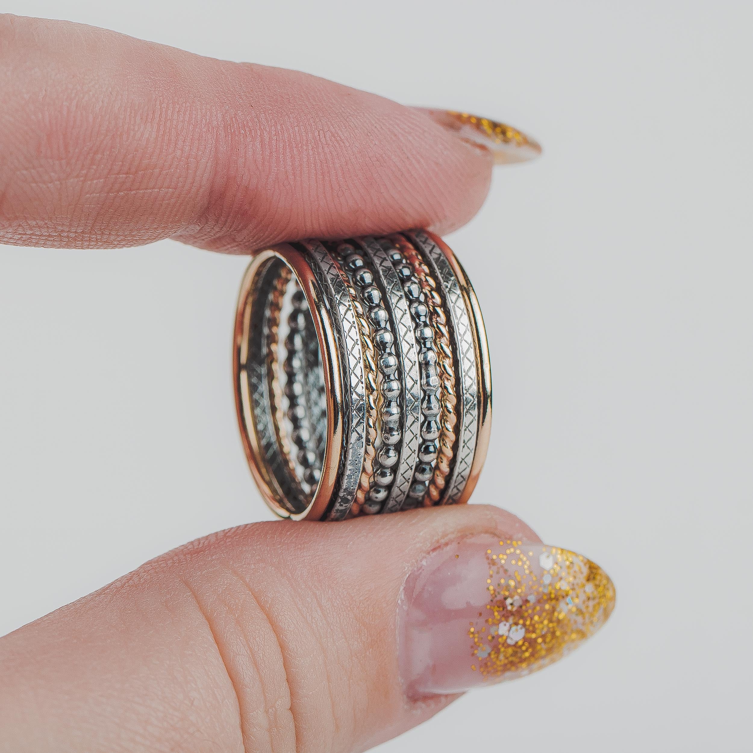 The Nova Stack - Melanie Golden Jewelry - _badge_BESTSELLER, bestseller, mixed metal, rings, stacking rings