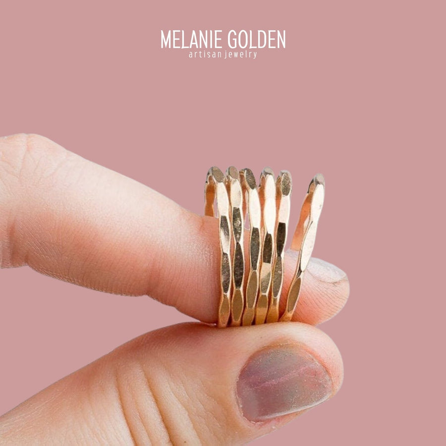 Mirror Hammered Stacking Ring - Melanie Golden Jewelry - rings, stacking rings
