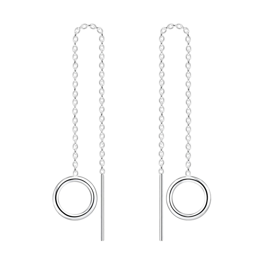 Open Circle Threader Chain Earrings - Melanie Golden Jewelry - dangle earrings, earrings, threader, threader earrings
