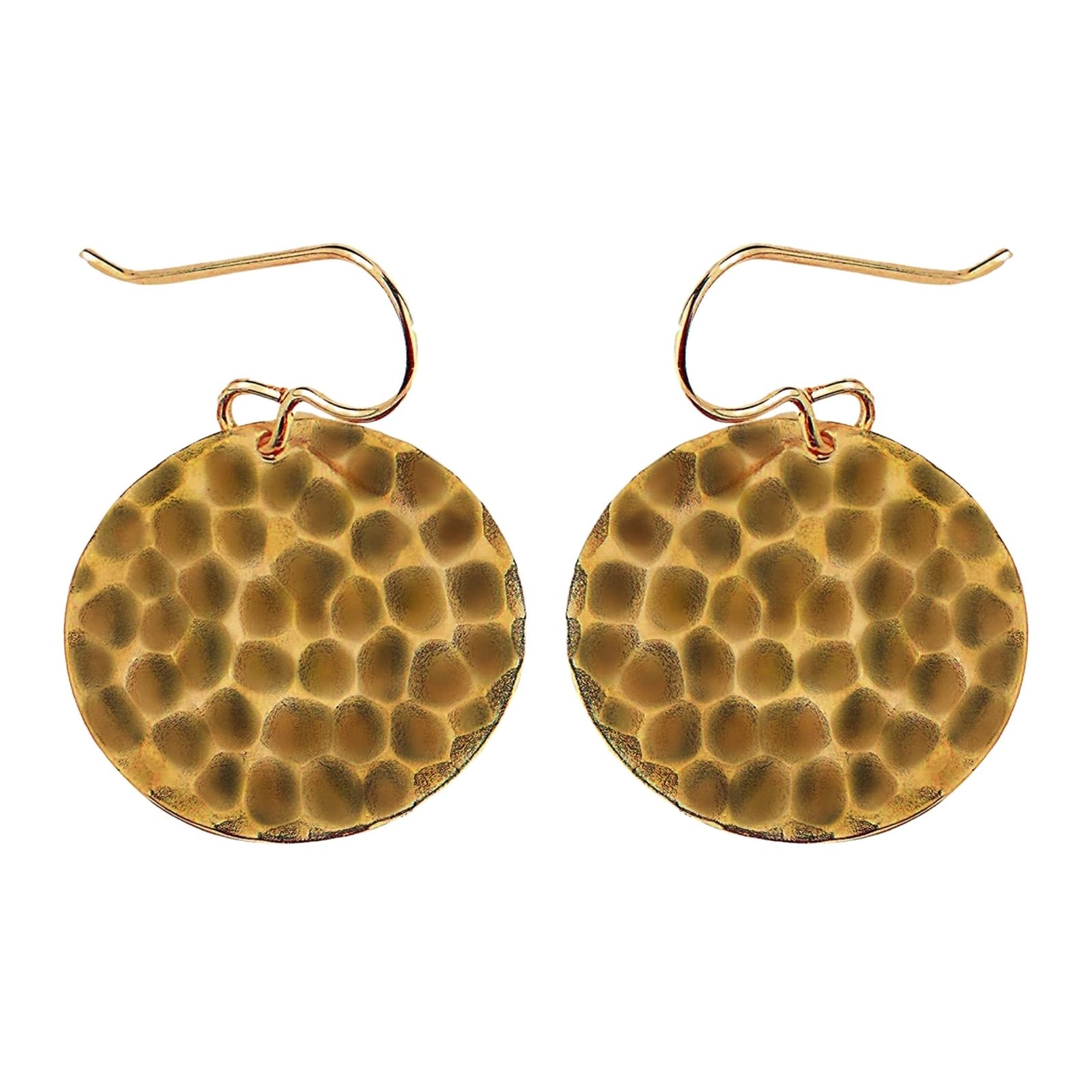 Oxidized Brass Hammered Disc Dangle Earrings - Melanie Golden Jewelry - dangle earrings, earrings