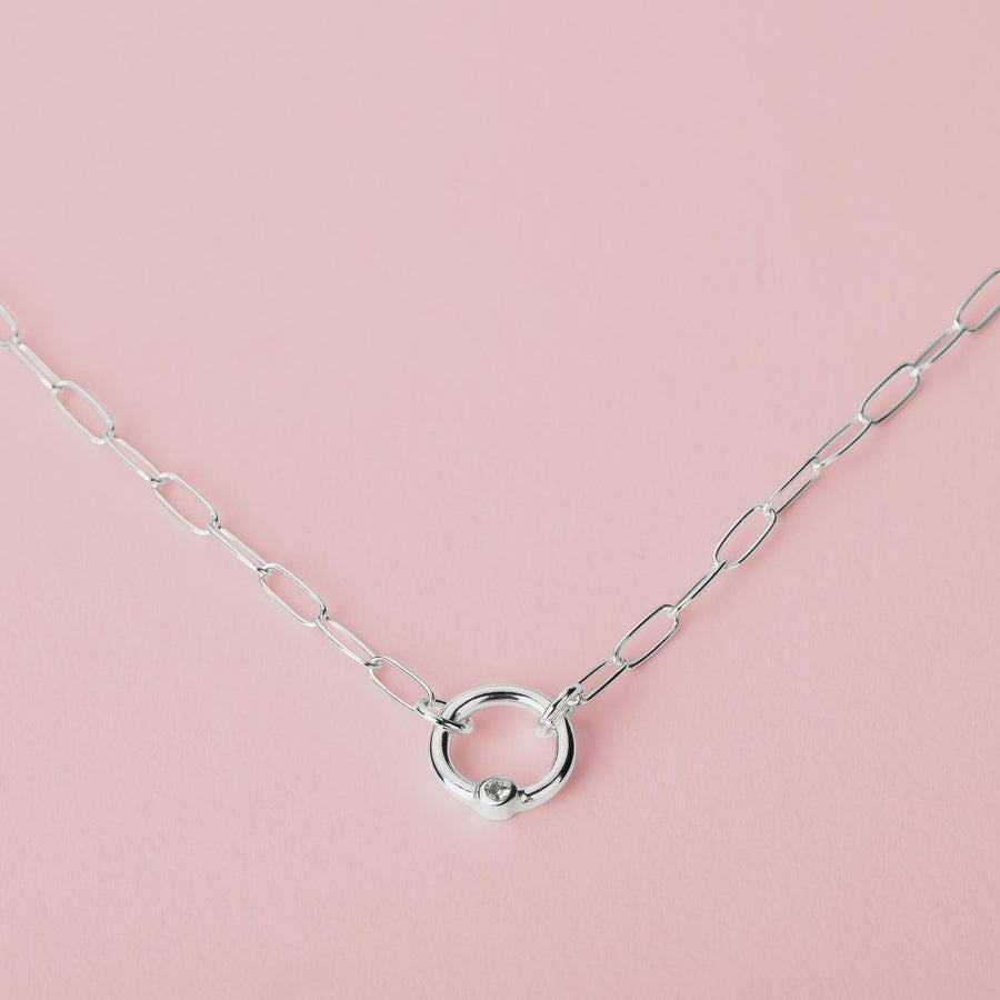 Paperclip Chain Diamond Orbit Necklace