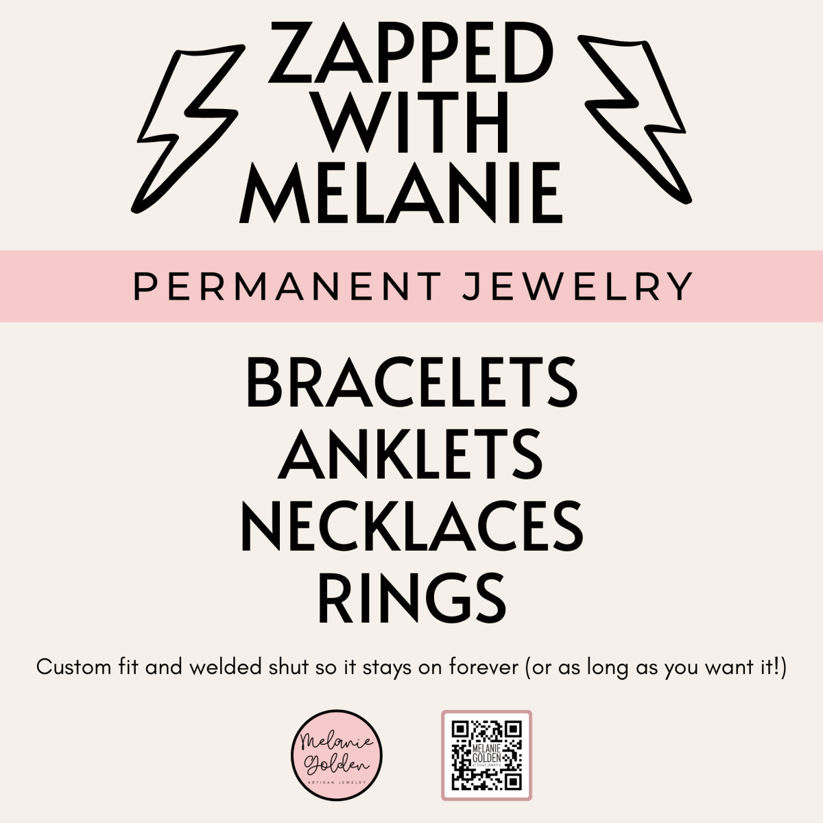 Permanent Jewelry Appointment - Melanie Golden Jewelry - appointments, permanent jewelry