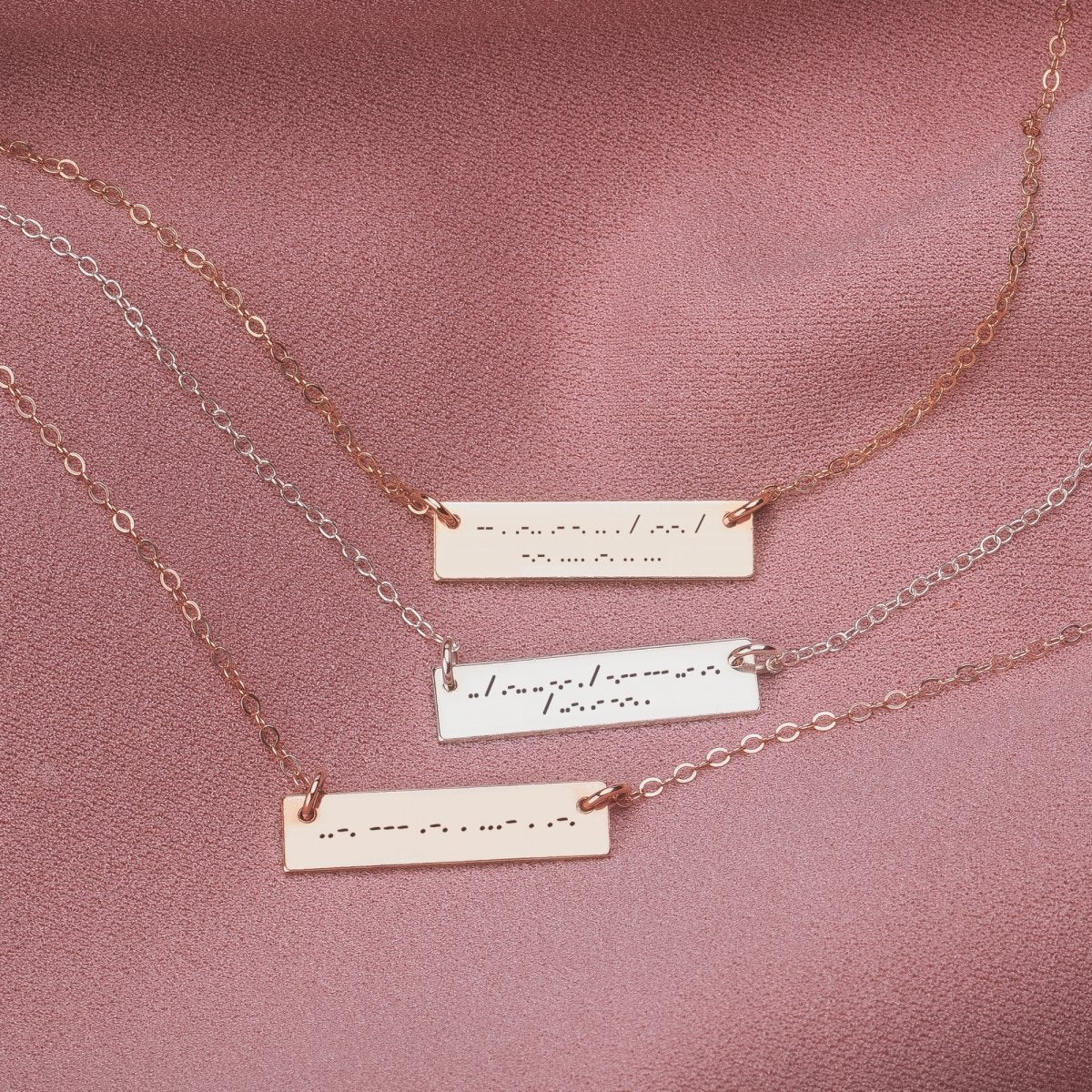 Personalized Morse Code Bar Necklace - Melanie Golden Jewelry - bar necklaces, Engraved Jewelry, love, motherhood, necklace, personalized, personalized necklace, VALENTINES