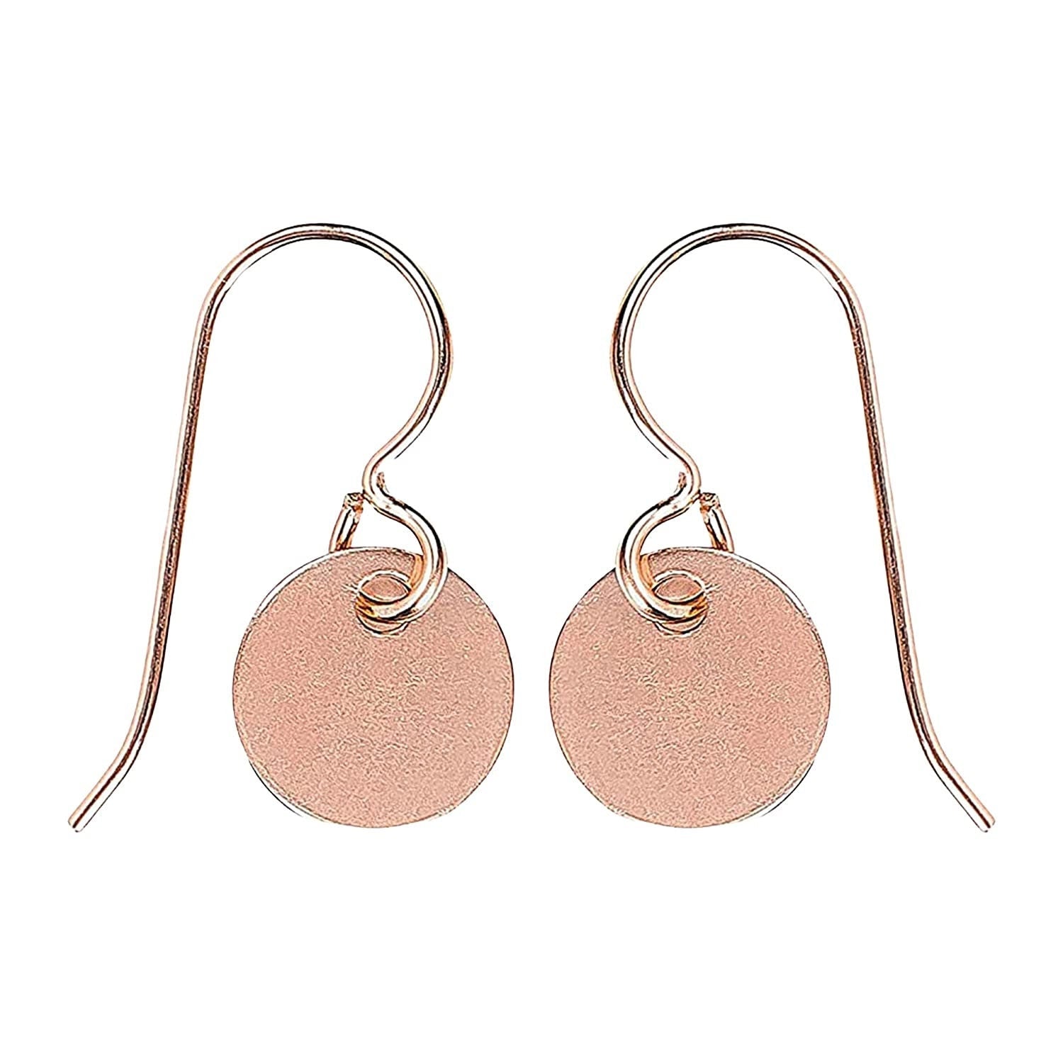 Round Circle Disc Dangle Earrings | Rose Gold - Melanie Golden Jewelry - dangle earrings, drop earrings, earrings, everyday, everyday essentials, minimal, minimal jewelry, rose, rose gold