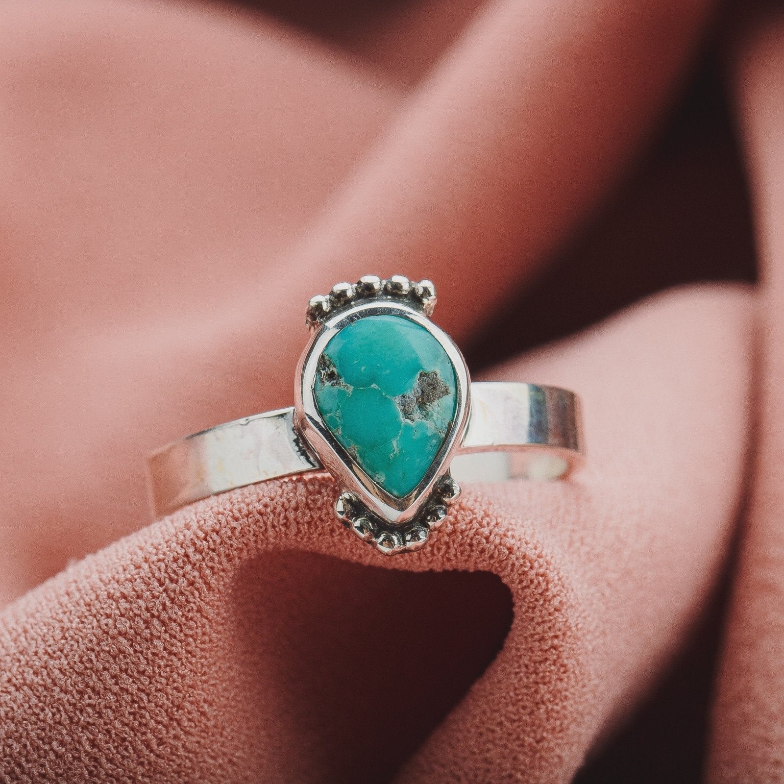 Size 7.25 White Water Turquoise Gemstone Ring - Melanie Golden Jewelry - gemstone rings, rings