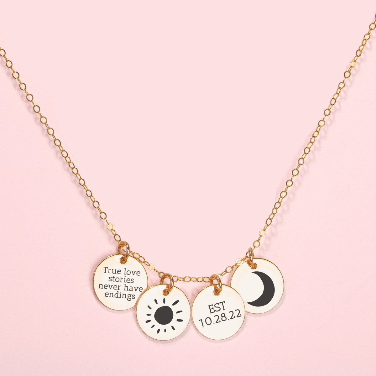 The Ultimate Custom Disc Necklace - Melanie Golden Jewelry - bridesmaid, custom, disc necklaces, Engraved Jewelry, love, motherhood, necklace, necklaces, personalized, personalized necklace, personalized1, VALENTINES, wedding, wedding party