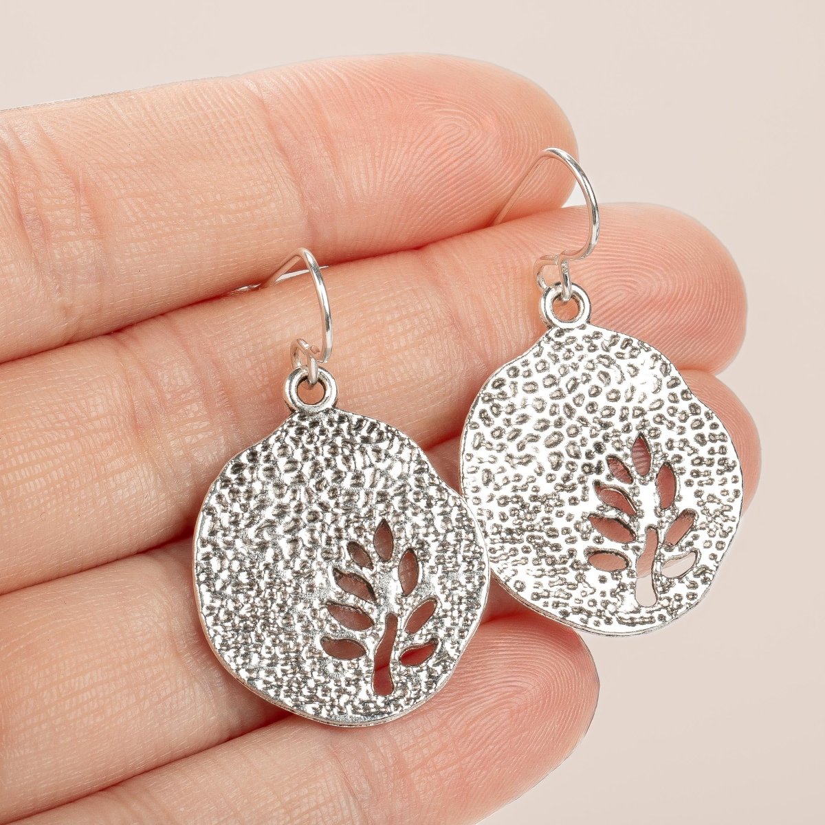 Tree Branch Disc Dangle Earrings - Melanie Golden Jewelry - dangle earrings, earrings, flora