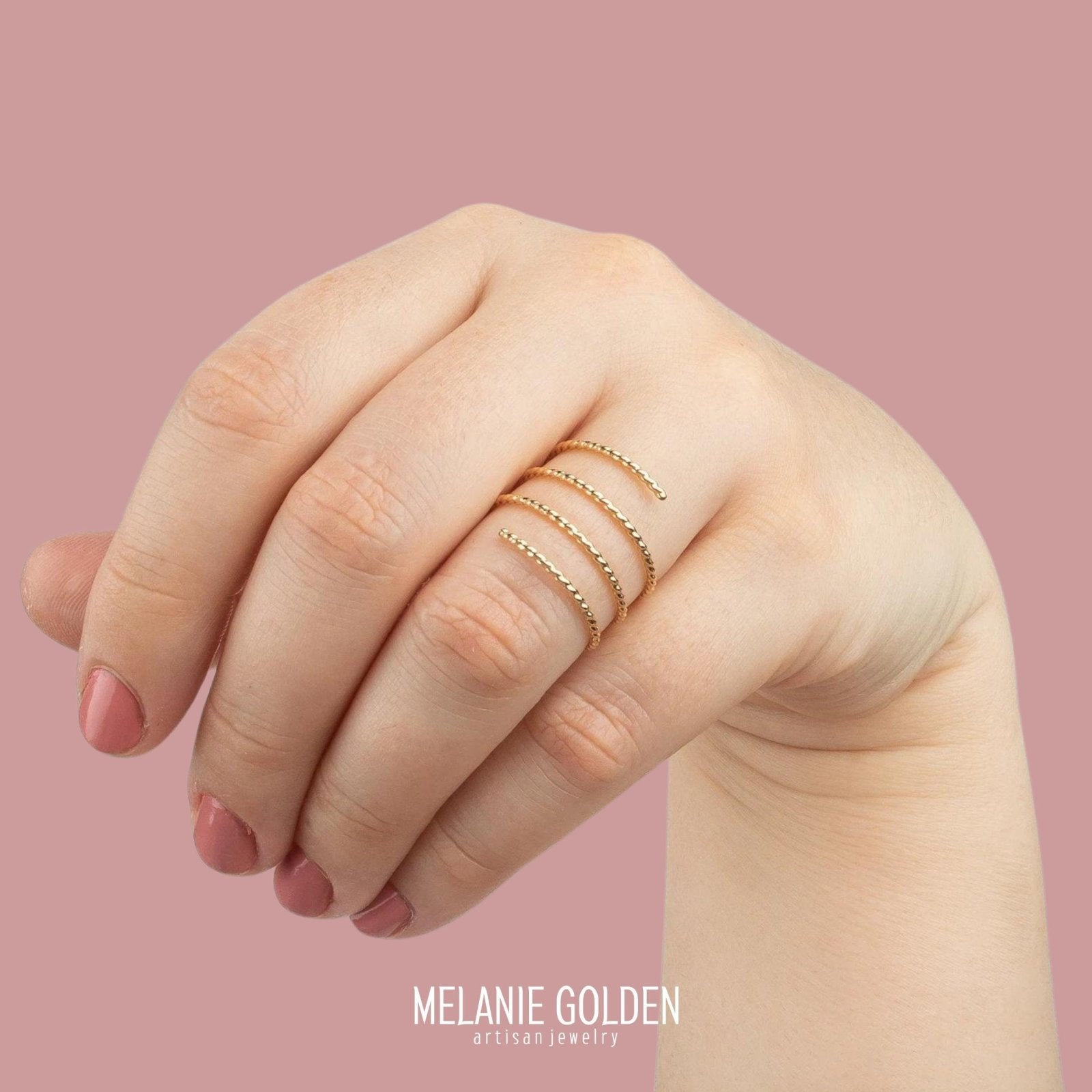 Twisted Double Spiral Ring - Melanie Golden Jewelry - ring, ring band, silver