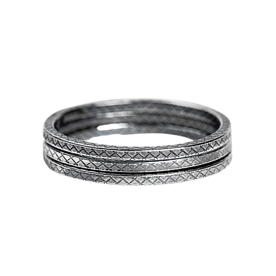 Cross Hatched Stacking Ring | Thin Skinny Stackable Stack Ring In 925 Sterling Silver | Comfort Fit | Sizes 4-10