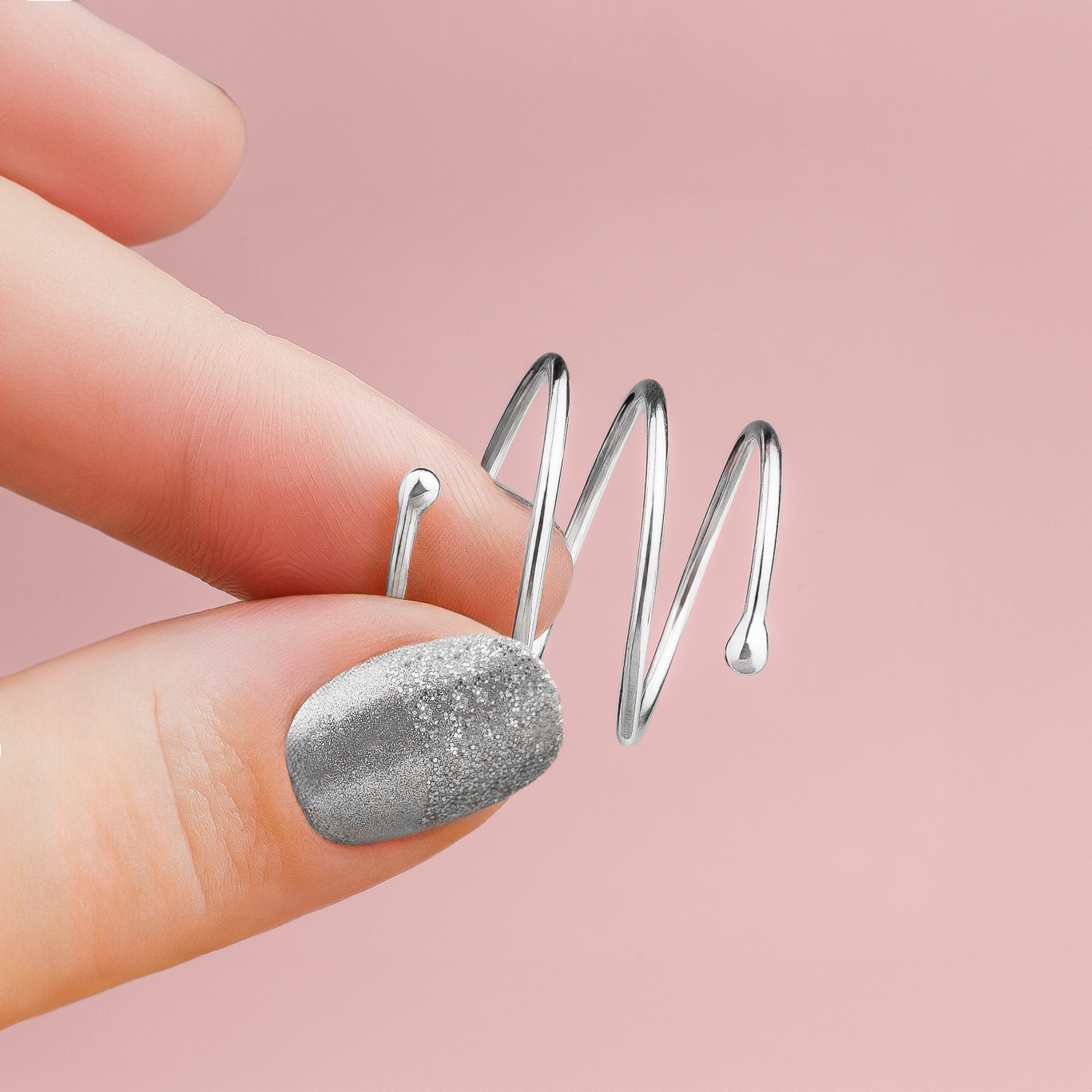 Spiral Bypass Ring | Custom Size Adjustable Sterling Silver Twisted Coil Ring or Midi Ring | Beaded Dotted Wrap Around Ring | Minimalist Everyday Jewelry