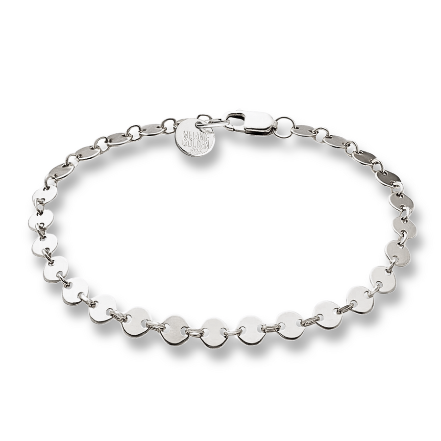 Sequin Chain Bracelet | Dainty Delicate Sterling Silver Minimalist Circle Disc Bracelet | Perfect for Layering | Simple Everyday Jewelry