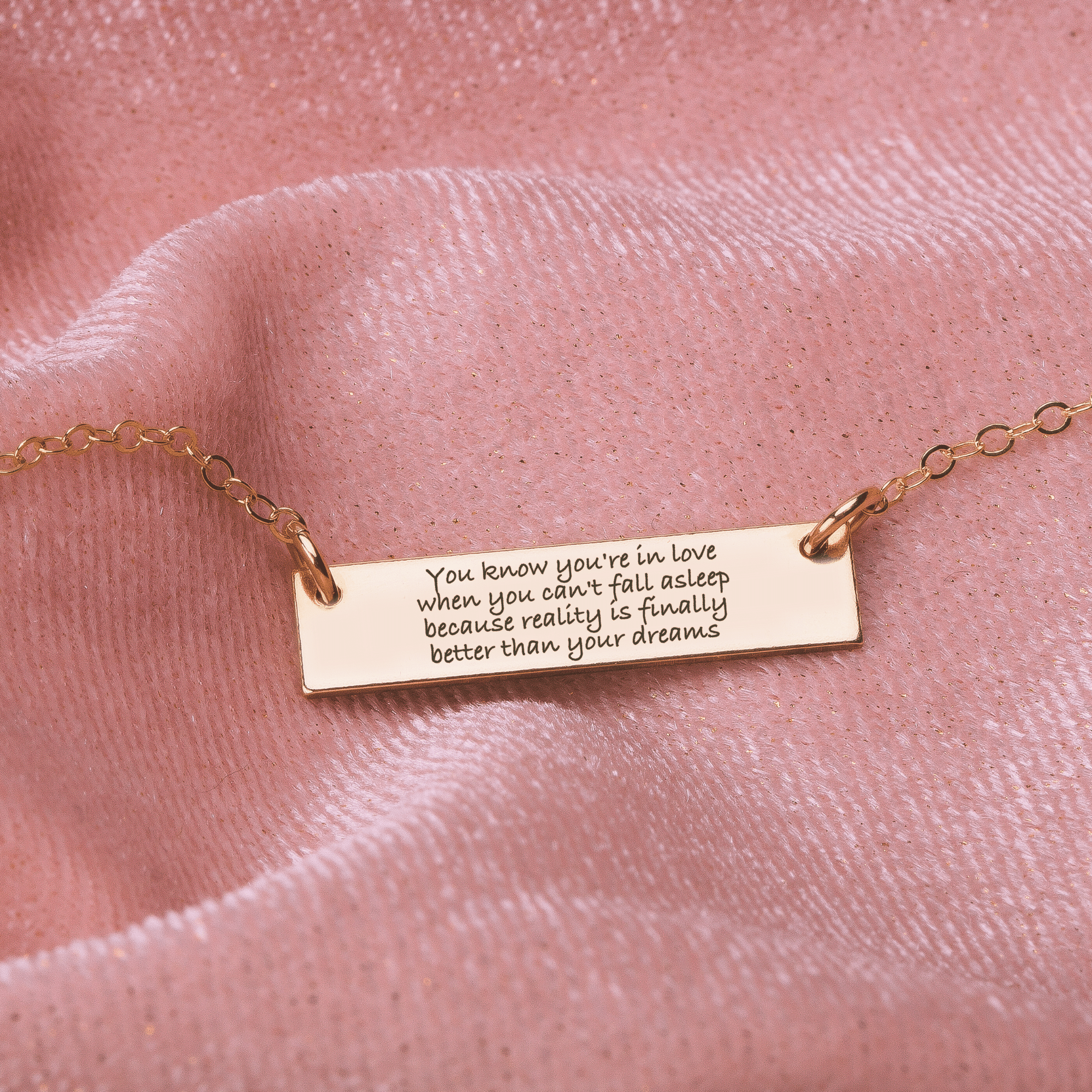 Custom Quote Bar Necklace | Personalized Engraved Skinny Message Bar Necklace in Silver, Gold, or Rose Gold | Customized Gift for Her