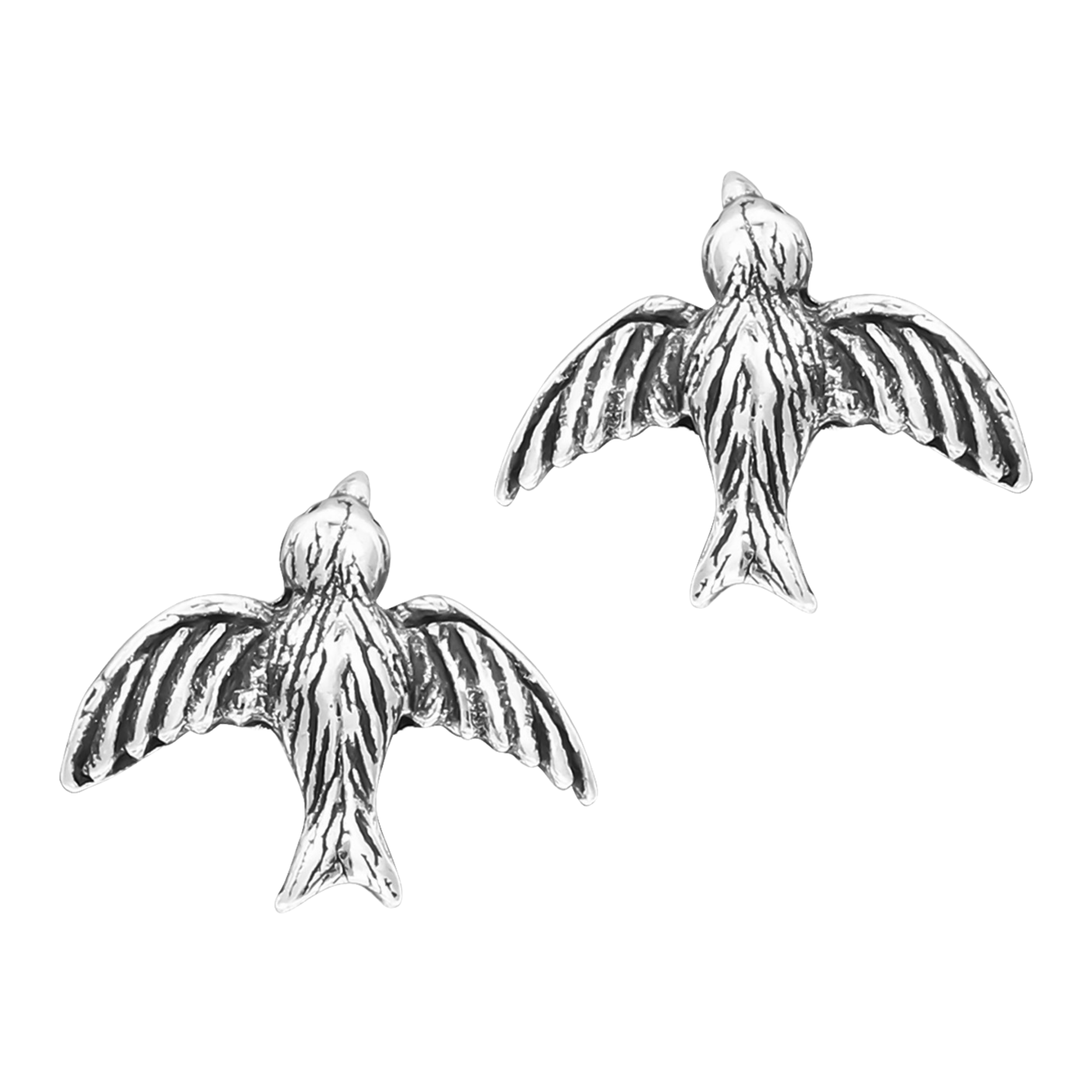 Sparrow Stud Earrings | Tiny Sterling Silver Flying Bird Post Earrings For Women And Girls | Minimalist Boho Bohemian Jewelry