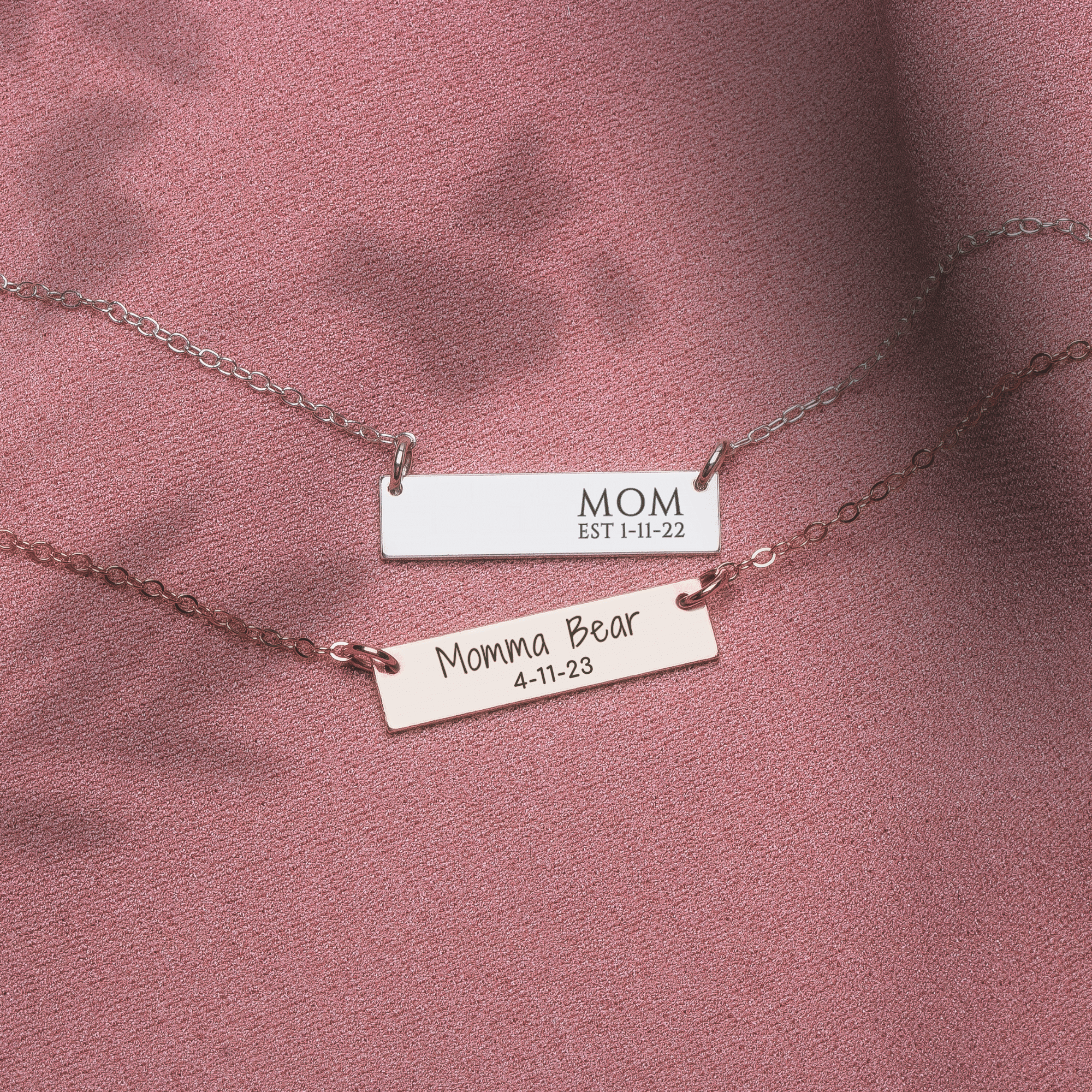 Personalized New Mom Necklace | Custom Engraved Skinny Mother Momma Bear Kids Names Bar Necklace in Silver, Gold, or Rose Gold | Mom Gift