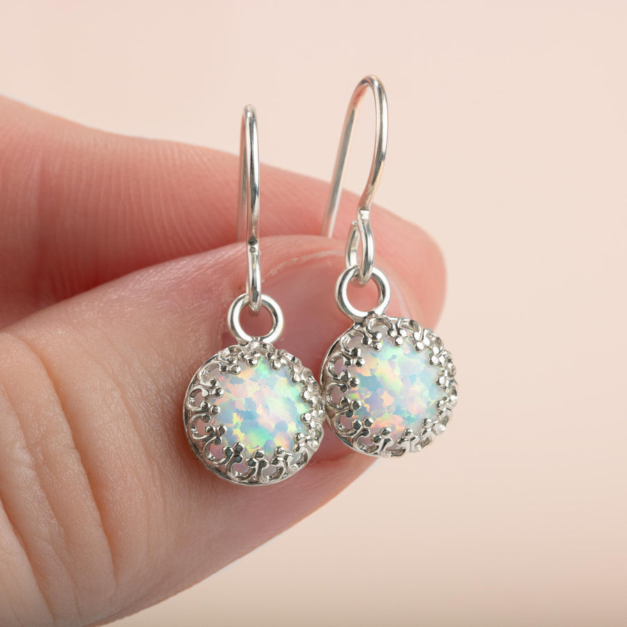 White Opal Gemstone Earrings - Melanie Golden Jewelry - dangle earrings, drop earrings, earrings, opal