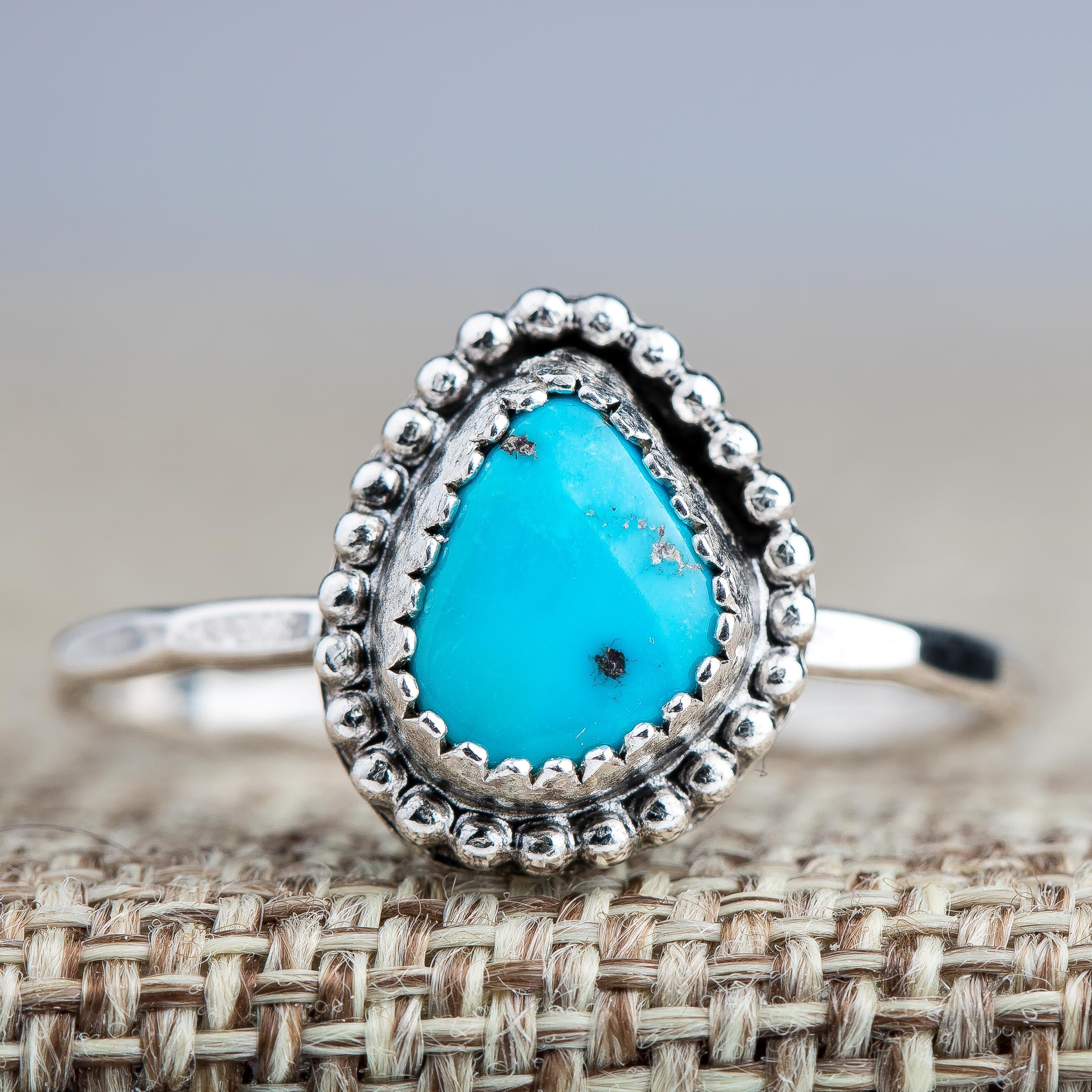 Size 8.25 Aqua Blue Morenci Turquoise Gemstone Ring