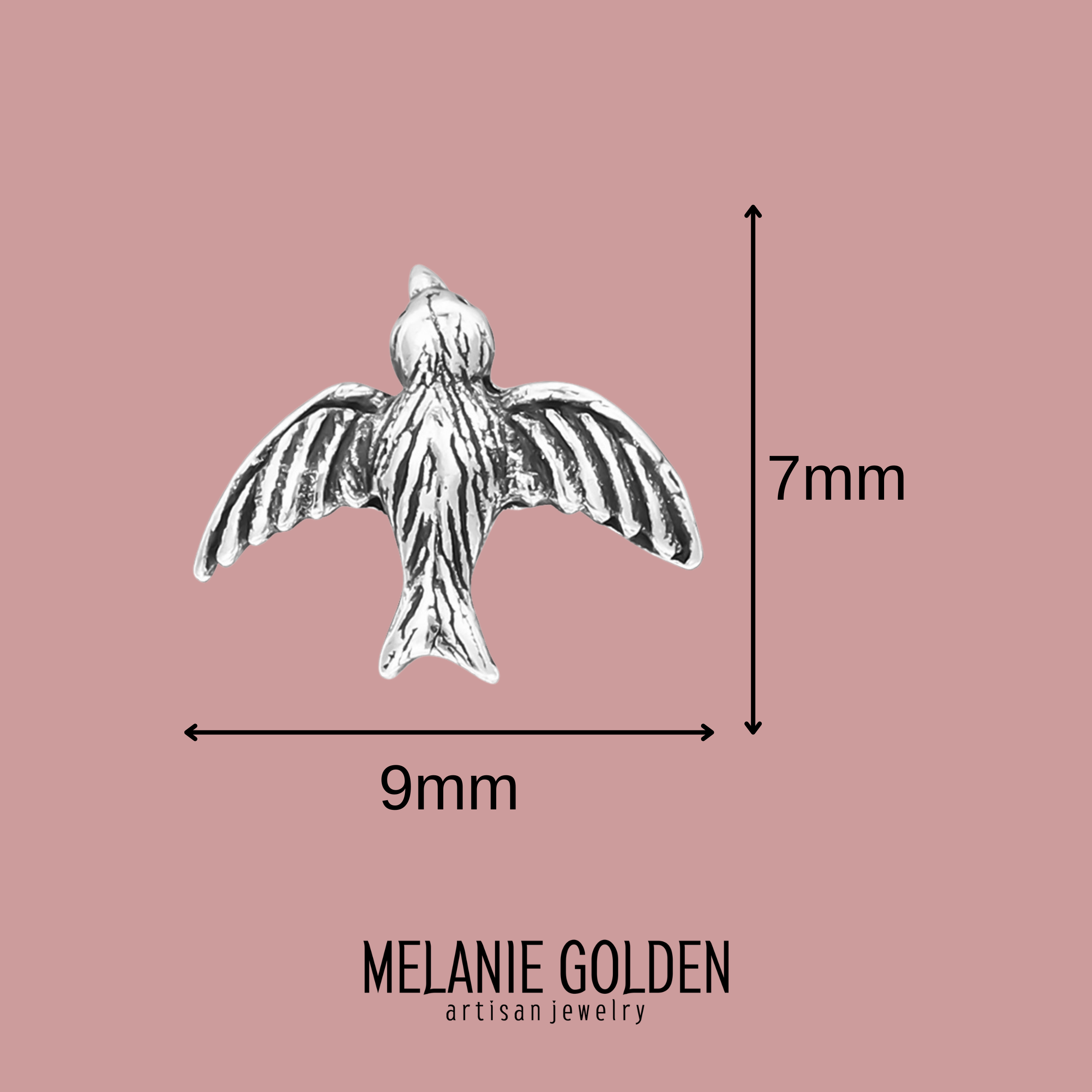 Sparrow Stud Earrings | Tiny Sterling Silver Flying Bird Post Earrings For Women And Girls | Minimalist Boho Bohemian Jewelry