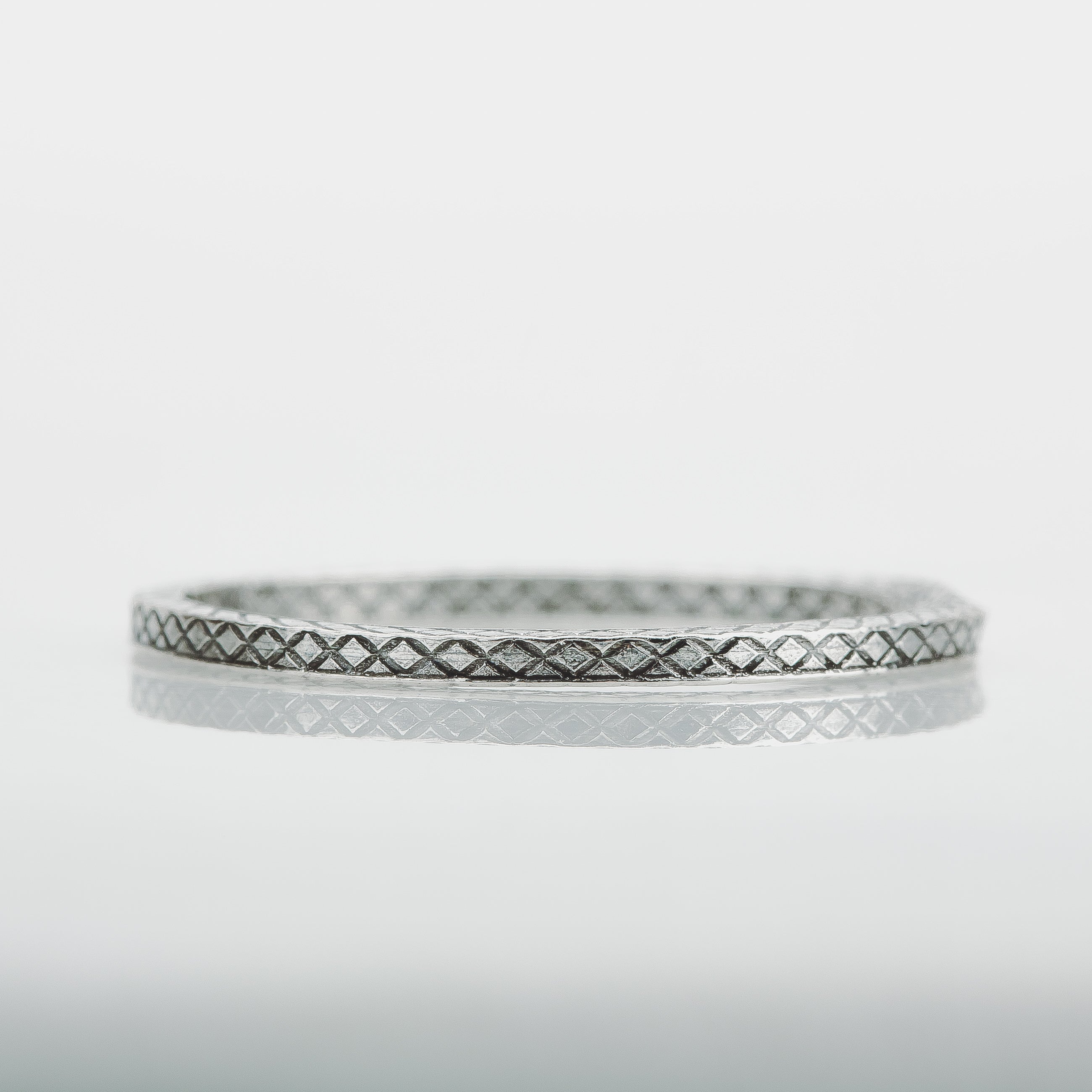 Cross Hatched Stacking Ring | Thin Skinny Stackable Stack Ring In 925 Sterling Silver | Comfort Fit | Sizes 4-10