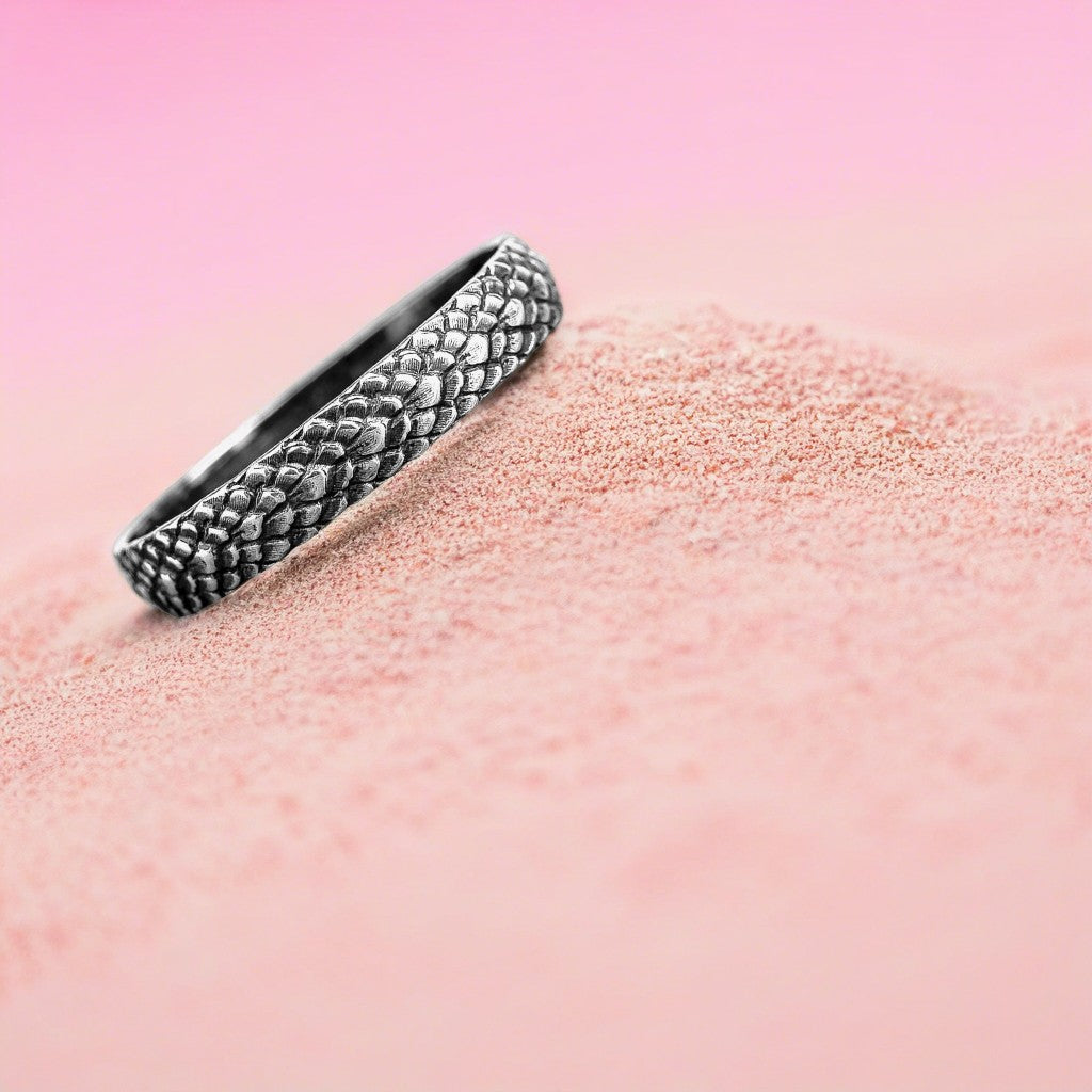 Unisex Snake Skin Dragon Scales Ring Band In 925 Sterling Silver Comfort Fit | USA Sizes 4-12