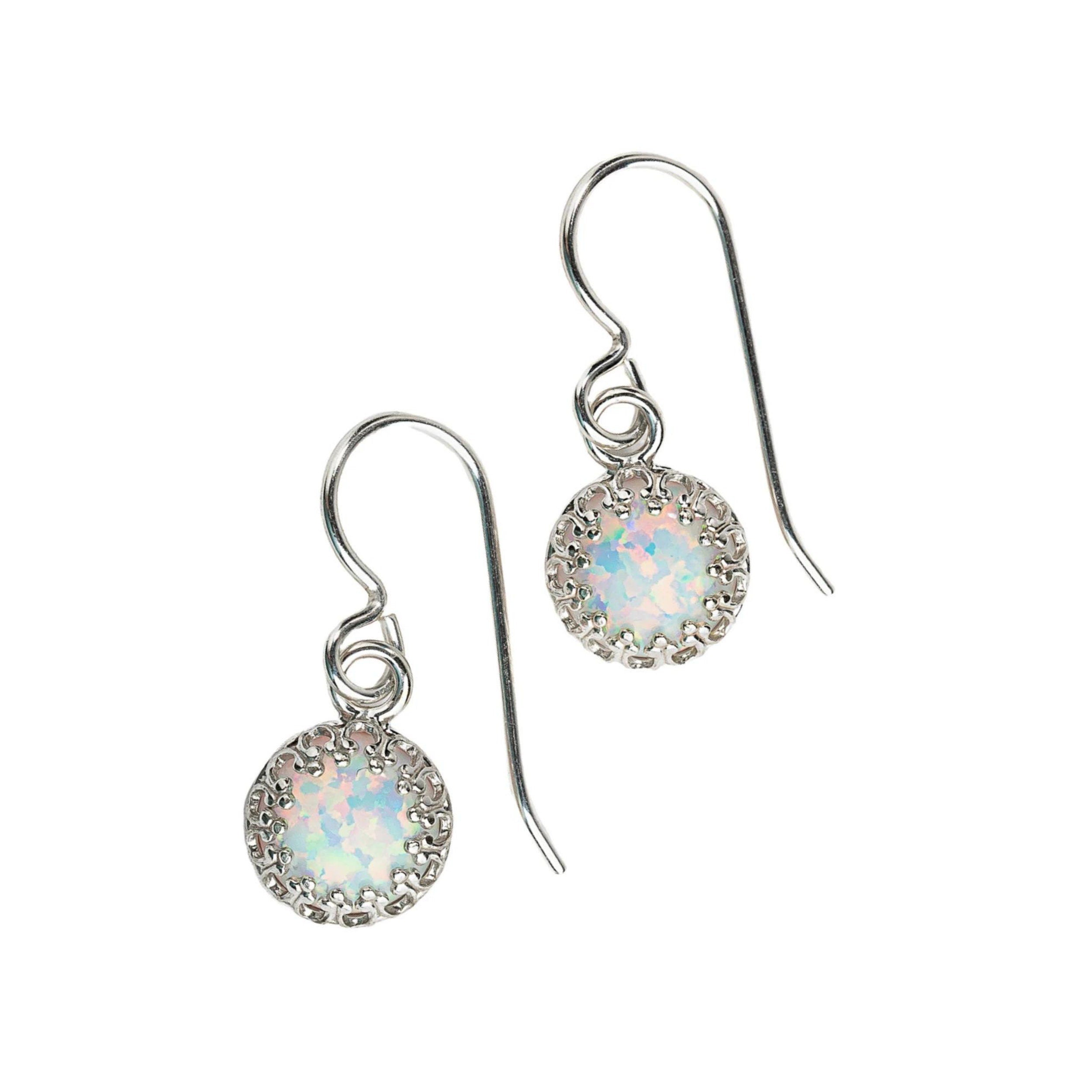 White Opal Gemstone Earrings - Melanie Golden Jewelry - dangle earrings, drop earrings, earrings, opal