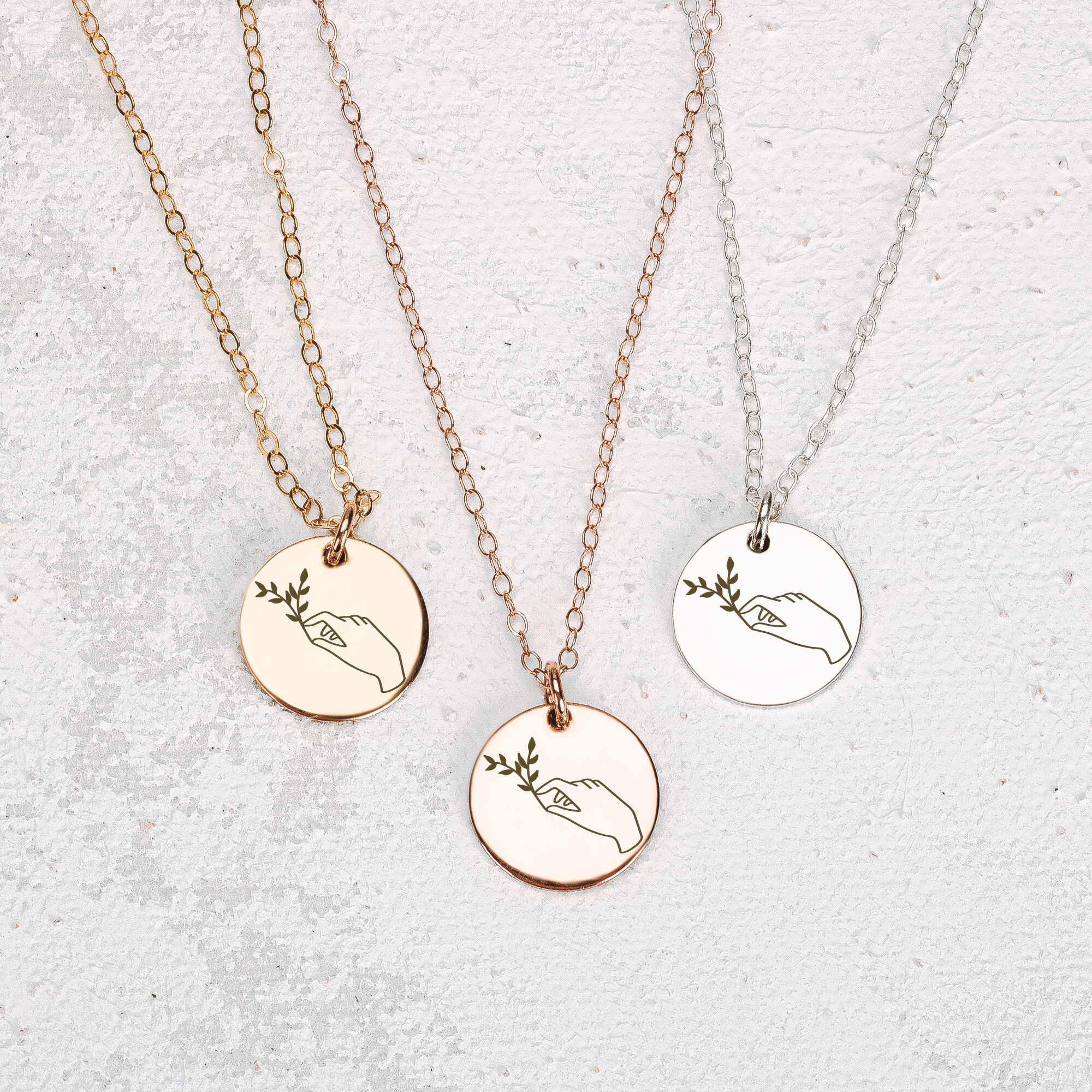 Lady of the Forest Necklace | Engraved Disc Necklace in Silver, Gold, or Rose Gold | Boho Bohemian Gypsy Nature Plant Lover Gardener Jewelry