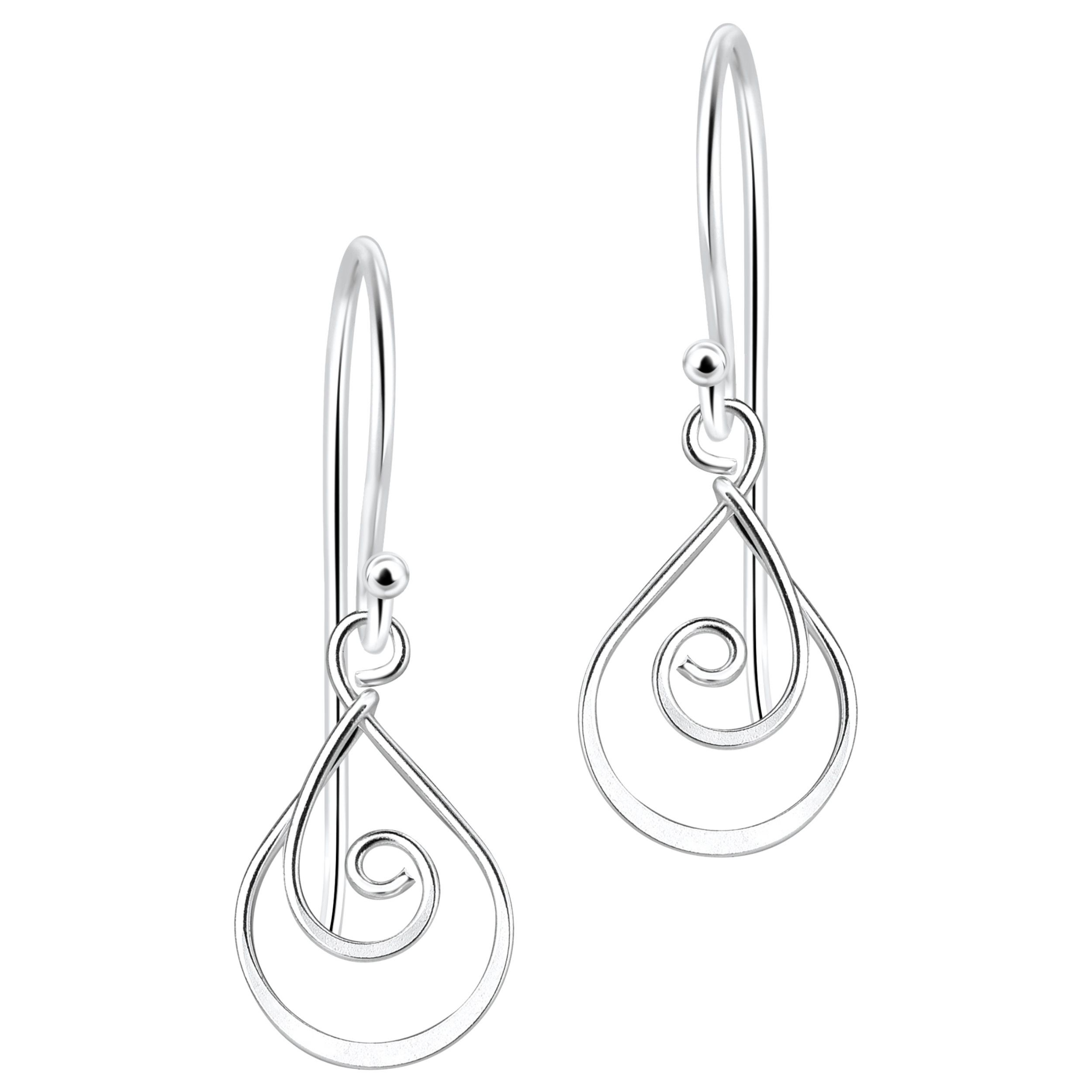 Spiral Earrings | Sterling Silver Hammered Wire Swirly Dangle Earrings