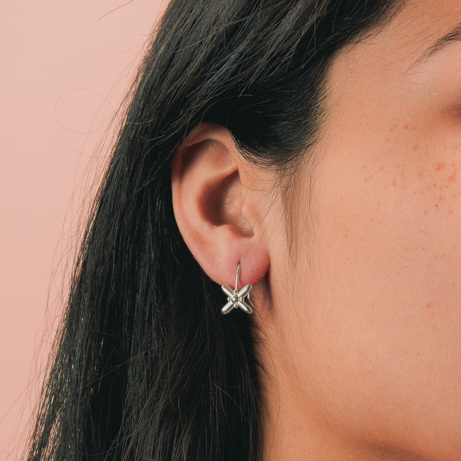 Xoe Dangle Drop Hook Earrings | Solid 14K Gold, Rose Gold, Sterling Silver | Melanie Golden Jewelry Designer Series (925 Sterling Silver)