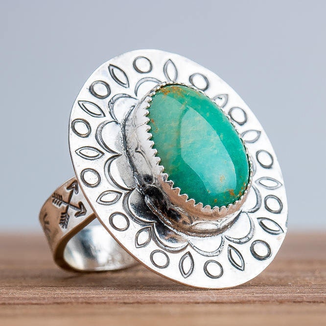 Size 8.75 Green Kingman Turquoise Gemstone Ring