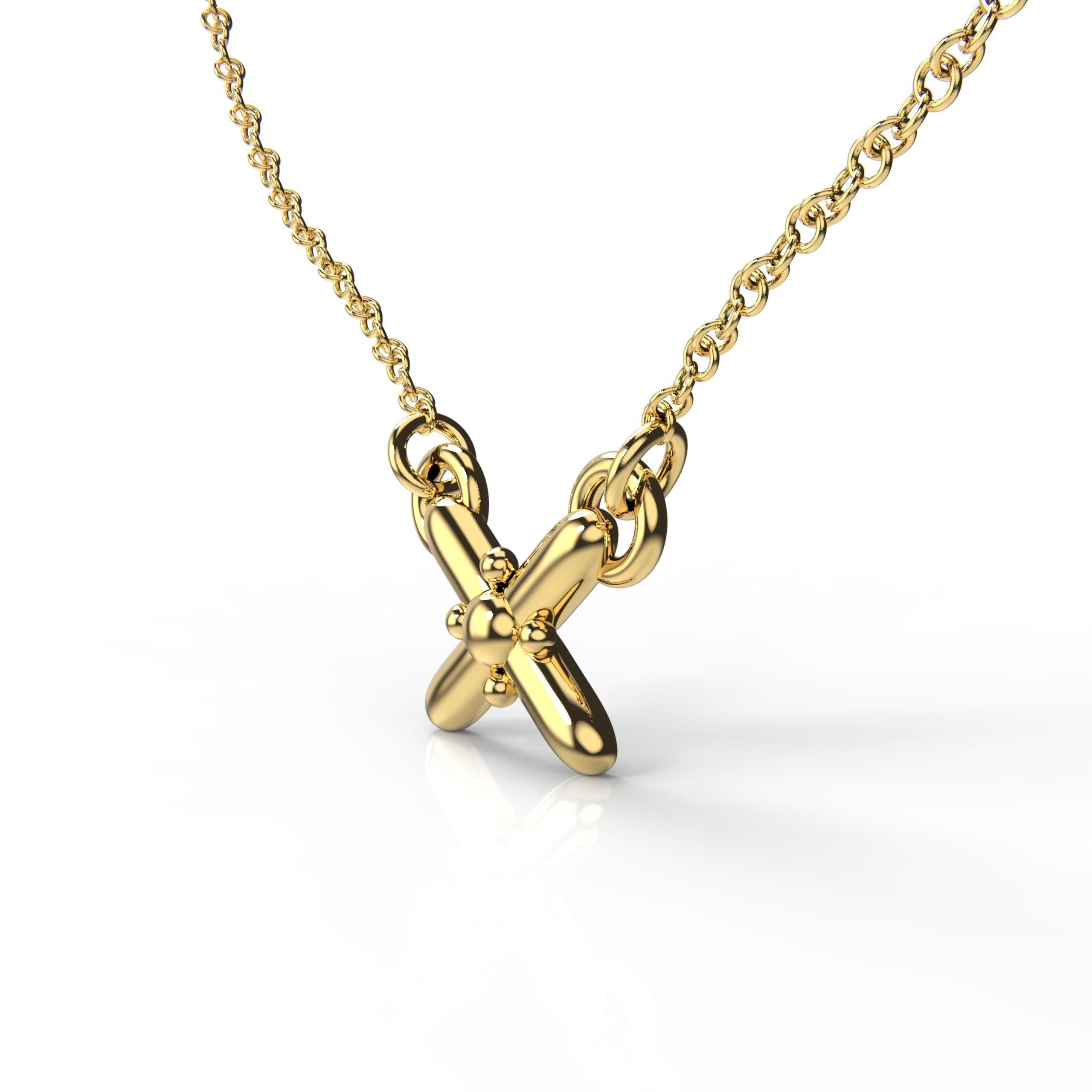 The Xoe Necklace in Sterling Silver OR solid 14K Gold - X Pendant | Melanie Golden Artisan Jewelry Designer Series