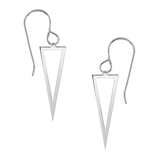 Triangle Dangle Earrings | Large Sterling Silver Geometric Arrow Point Drop Earrings for Women and Girls