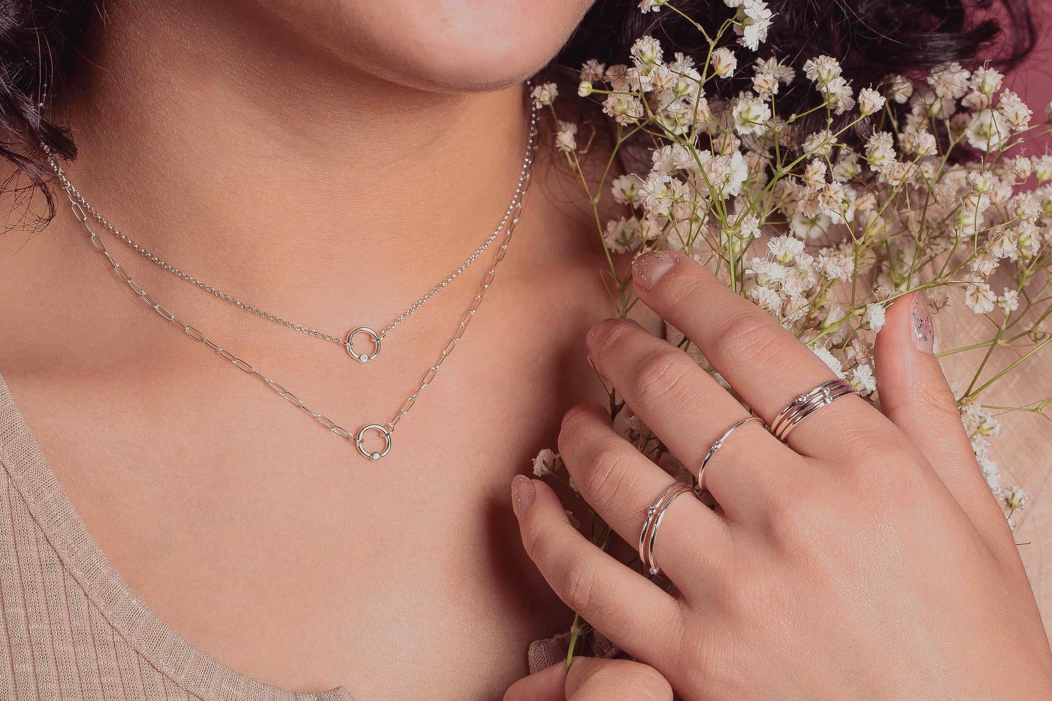 Paperclip Diamond Orbit Necklace | Multiple Diamond Colors, Tiny Round Genuine Diamond Pendant, Wedding Bridal, Anniversary Gift for Her
