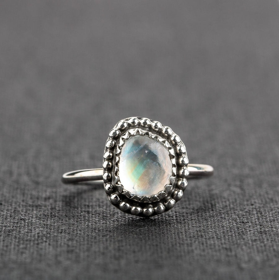 Size 3 Midi Ring | Rainbow Moonstone - Melanie Golden Jewelry - gemstone ring, midi ring, moonstone, ring