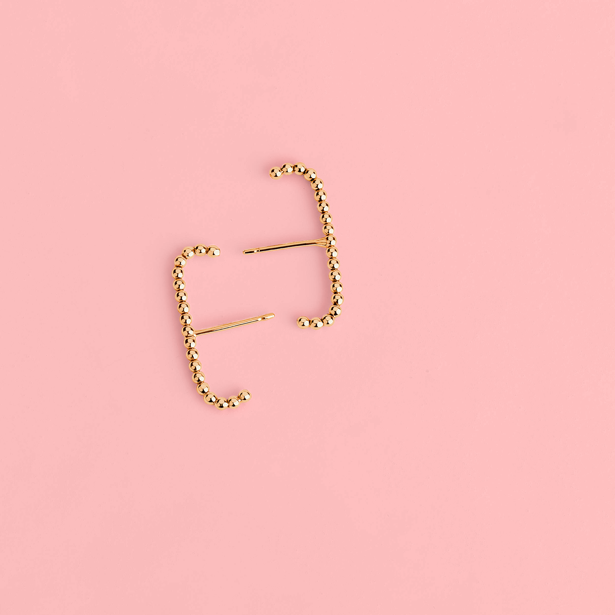 Dot Suspender Earrings | Gold, Rose Gold, Silver | Beaded Bead Dotted Suspension Post Stud Earrings | Minimalist Everyday Huggie Cuff Studs
