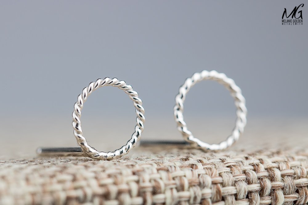 Small 925 Sterling Silver Twisted Rope Round Open Circle Stud Earrings | Dainty Minimalist Jewelry for Women