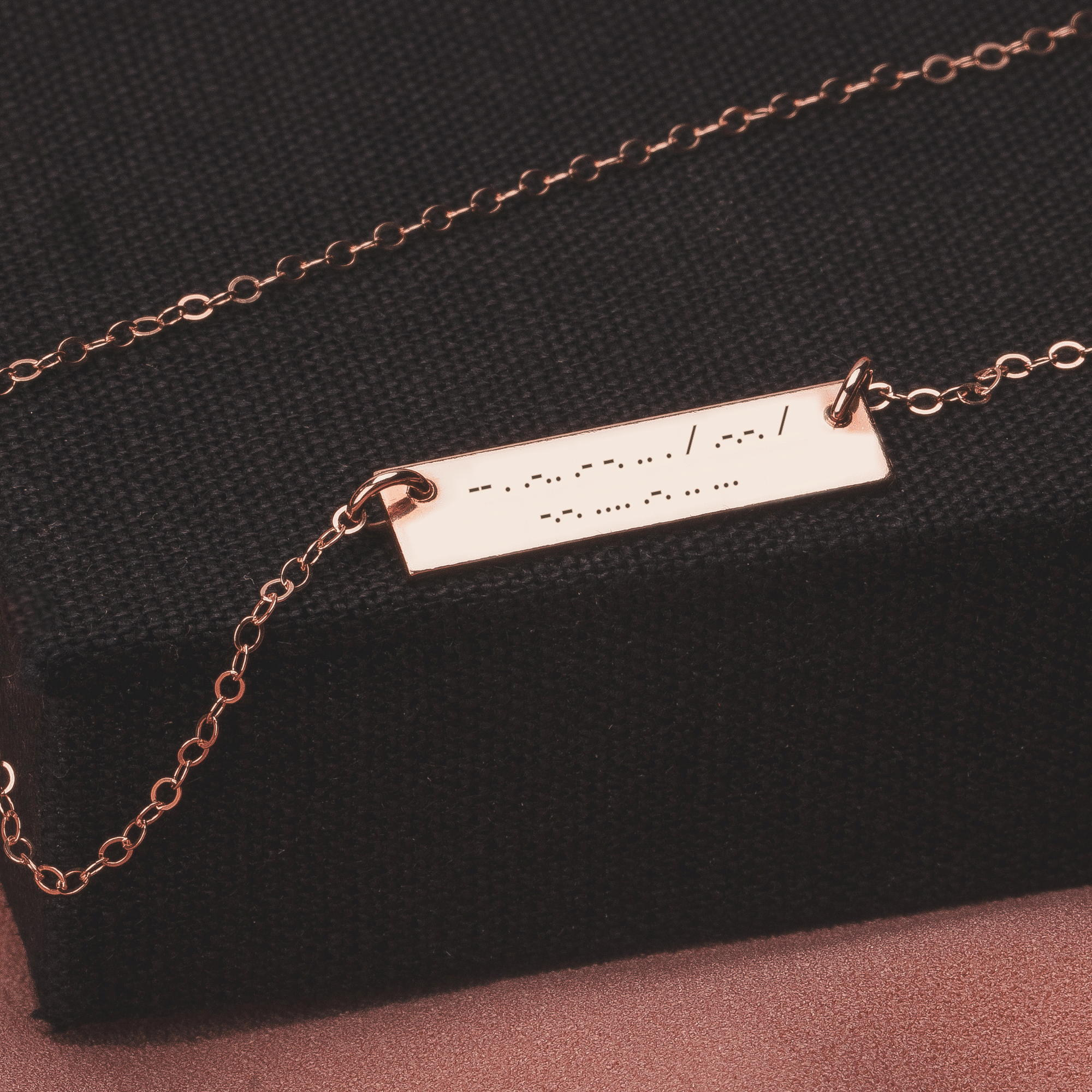 Personalized Morse Code Bar Necklace | Custom Engraved Skinny Nameplate Bar Necklace in Silver, Gold, or Rose Gold | Customized Gift for Her