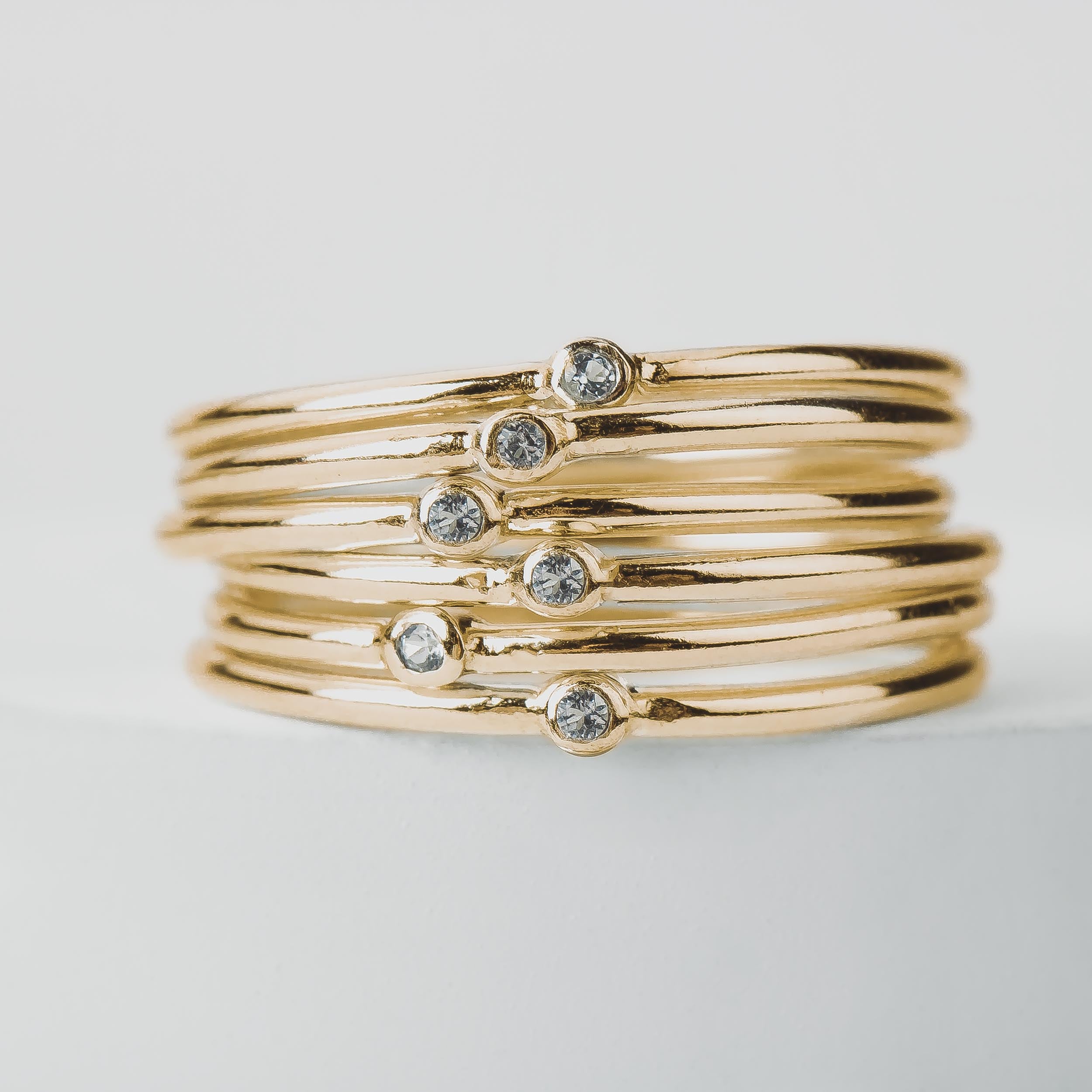Solid 14K Gold Diamond Stacking Rings