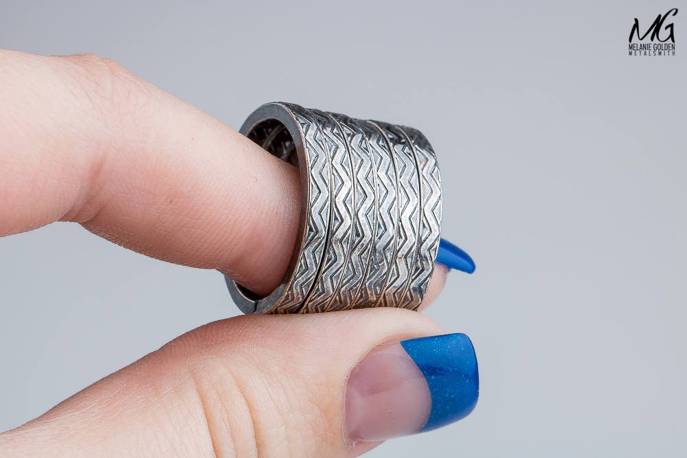 Chevron Stacking Ring | Sterling Silver Zigzag Zig Zag Line Striped Stacking Stackable Ring Stack Skinny Thin Ring Bands