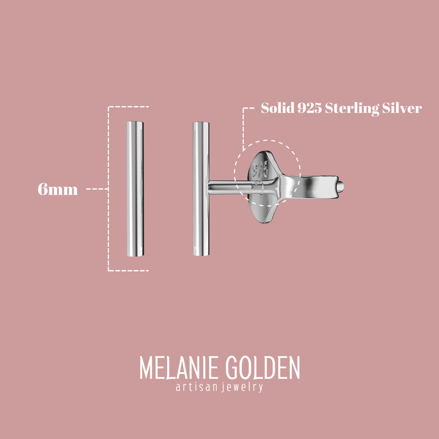 Mini Line Stud Earrings | Dainty Sterling Silver Small Little Tiny Line Bar Post Stud Earrings | Delicate Minimalist Jewelry for Women