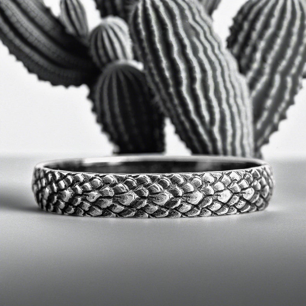 Unisex Snake Skin Dragon Scales Ring Band In 925 Sterling Silver Comfort Fit | USA Sizes 4-12