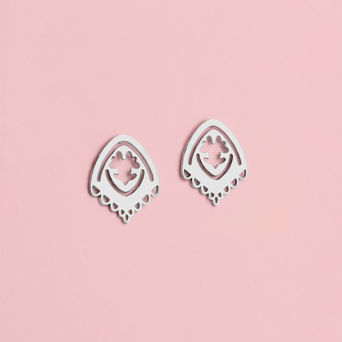 Flora Stud Earrings | Sterling Silver Flower Lace Post Earrings | Small Feminine Dainty & Elegant | Minimalist Bohemian Boho Chic Look