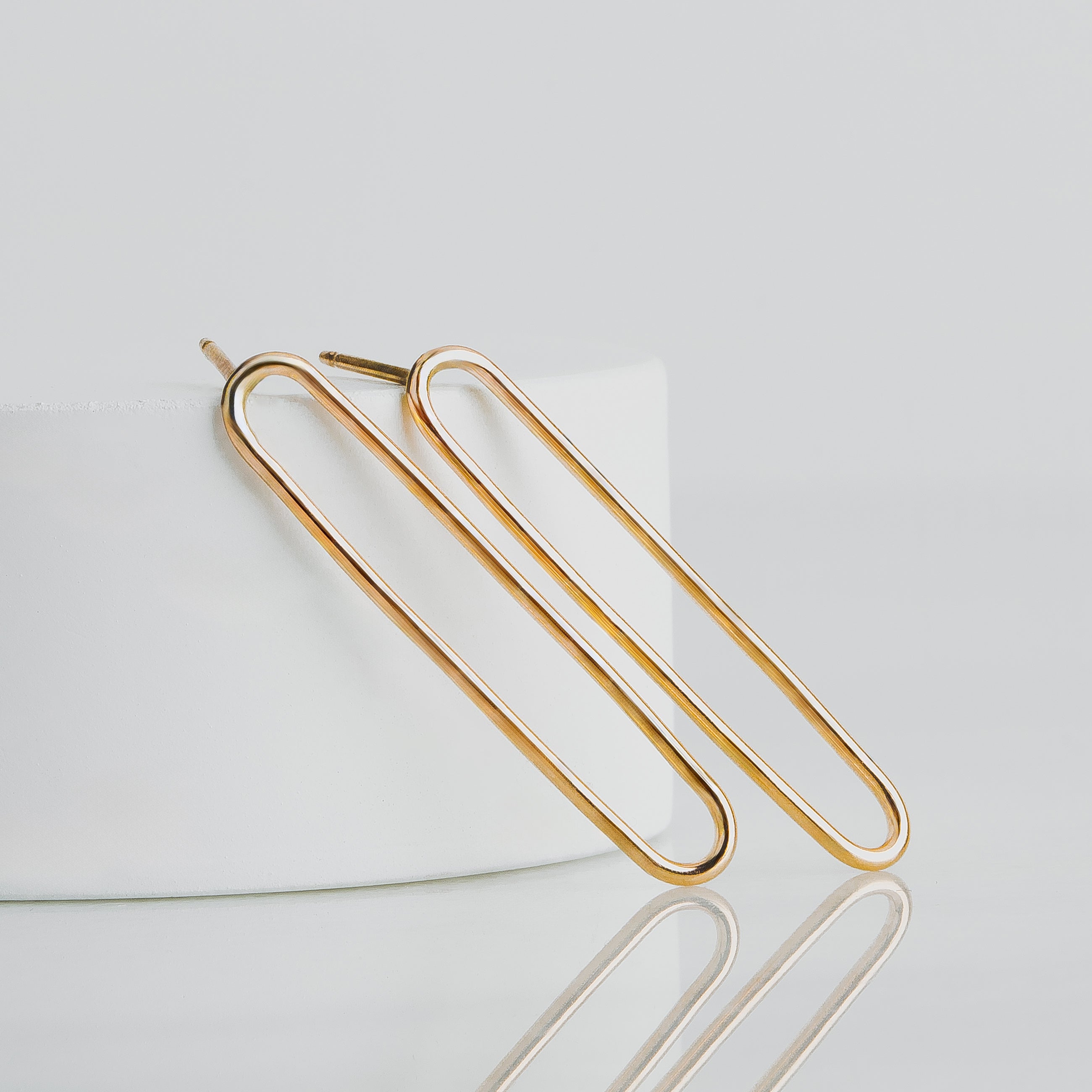 Oval Paperclip Chain Link Stud Earrings | Gold, Rose Gold, or Silver | Long Elongated Oval Loop Hoop Post Earrings | Minimalist Everyday
