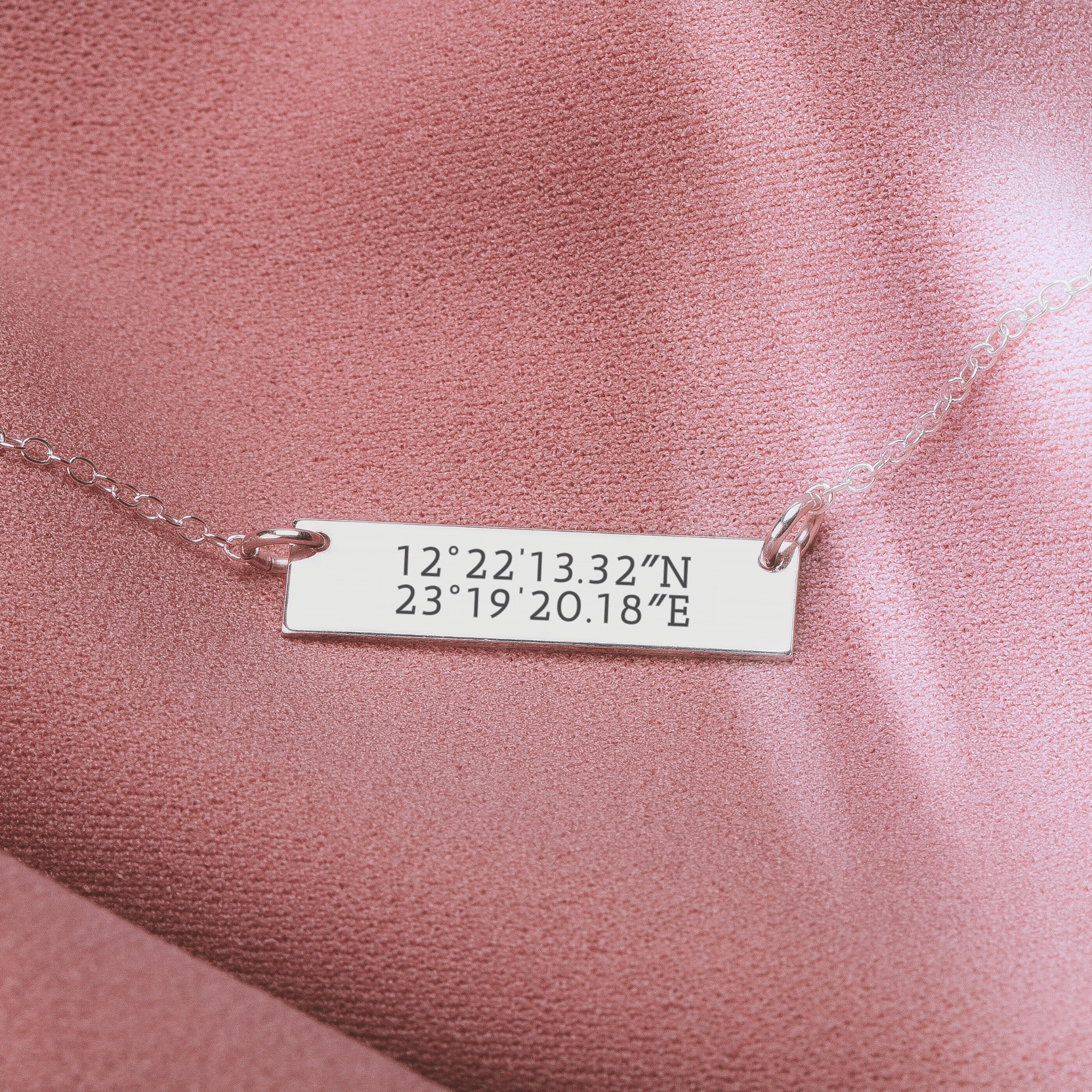 Personalized Coordinates Bar Necklace | Custom Engraved Skinny Location Place Bar Necklace in Silver, Gold, or Rose Gold | Customized Gift