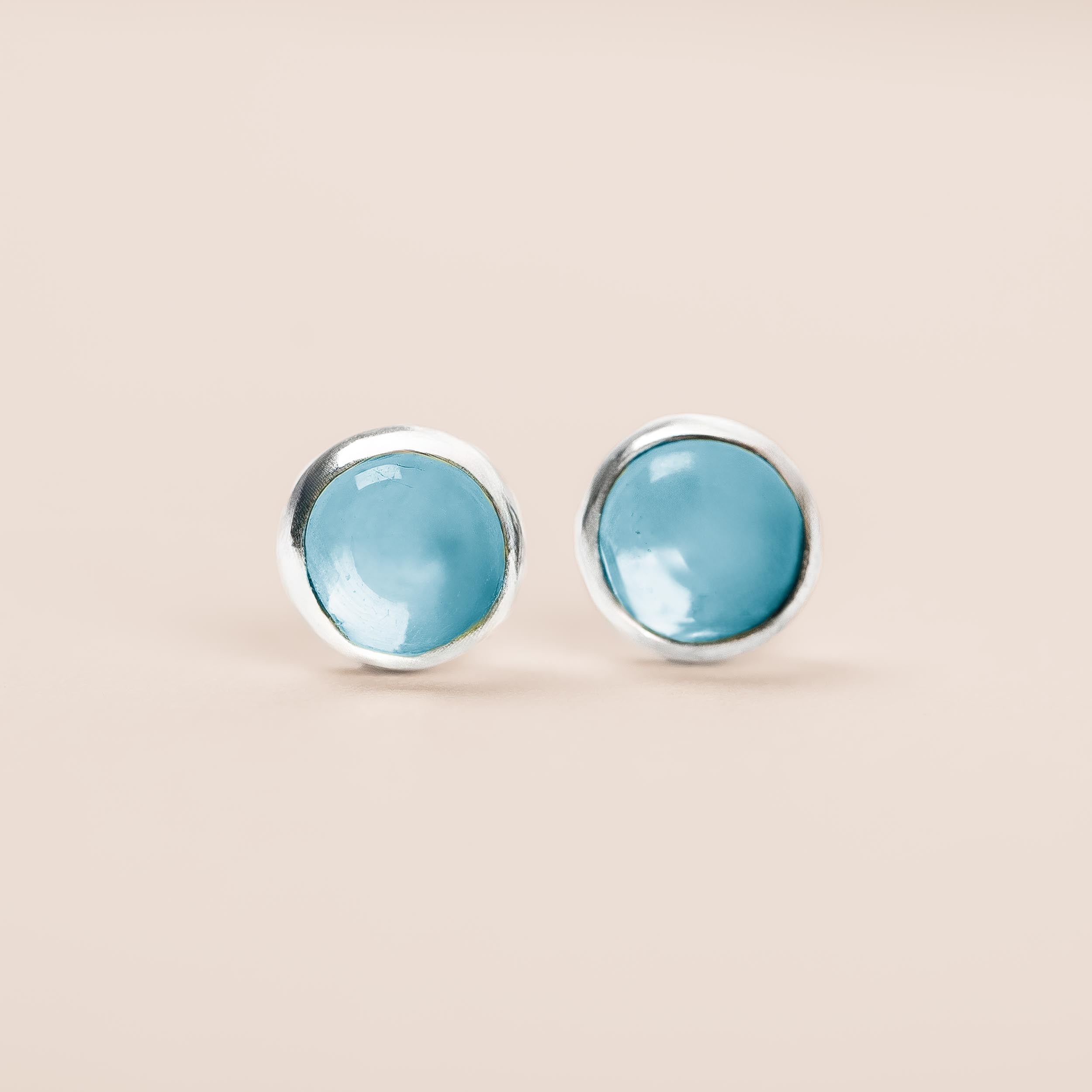 Aqua Blue Topaz Gemstone Stud Earrings - Melanie Golden Jewelry - _badge_bestseller, bestseller, earrings, stud earrings, studs